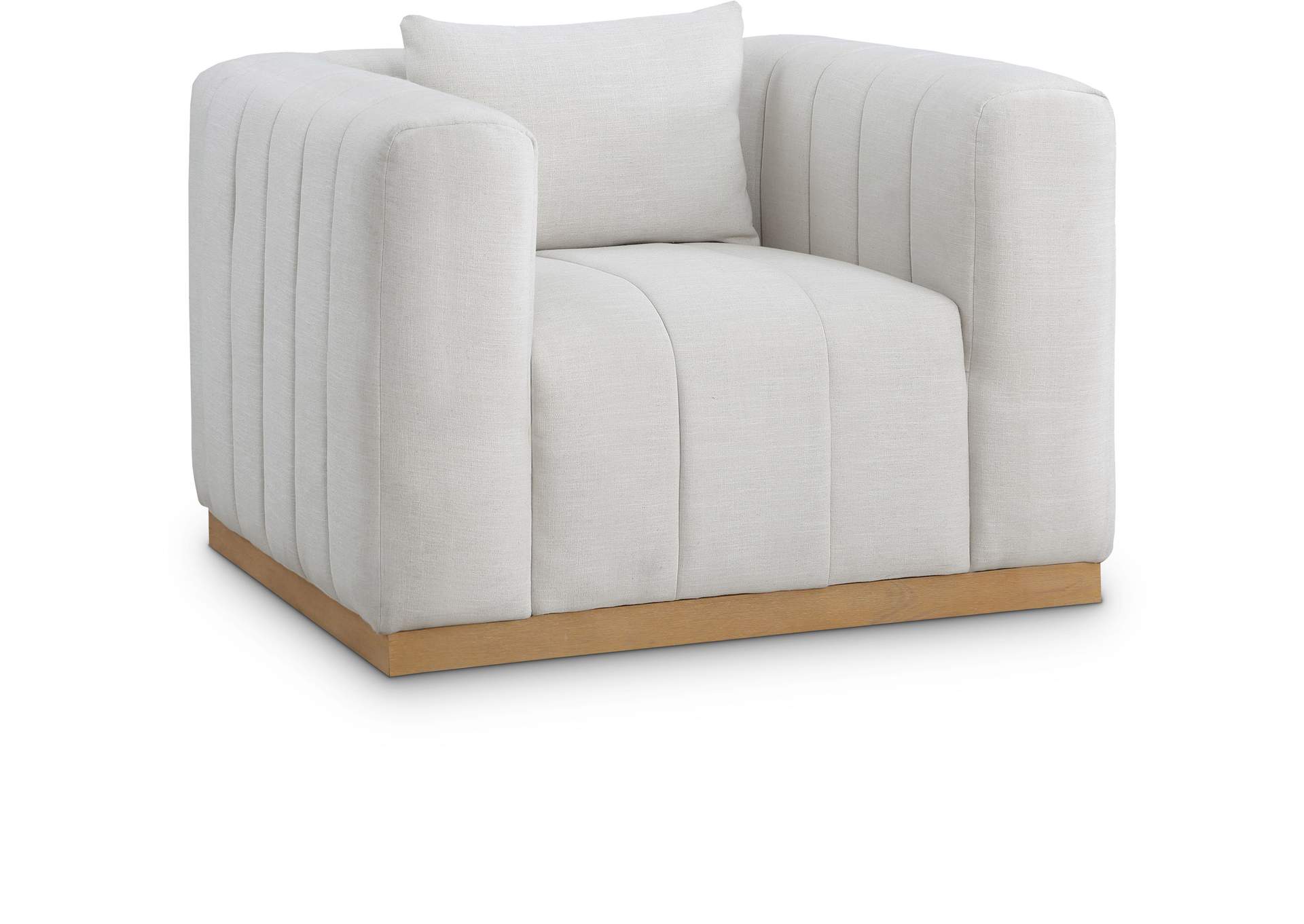 Lucia Cream Linen Textured Fabric Chair