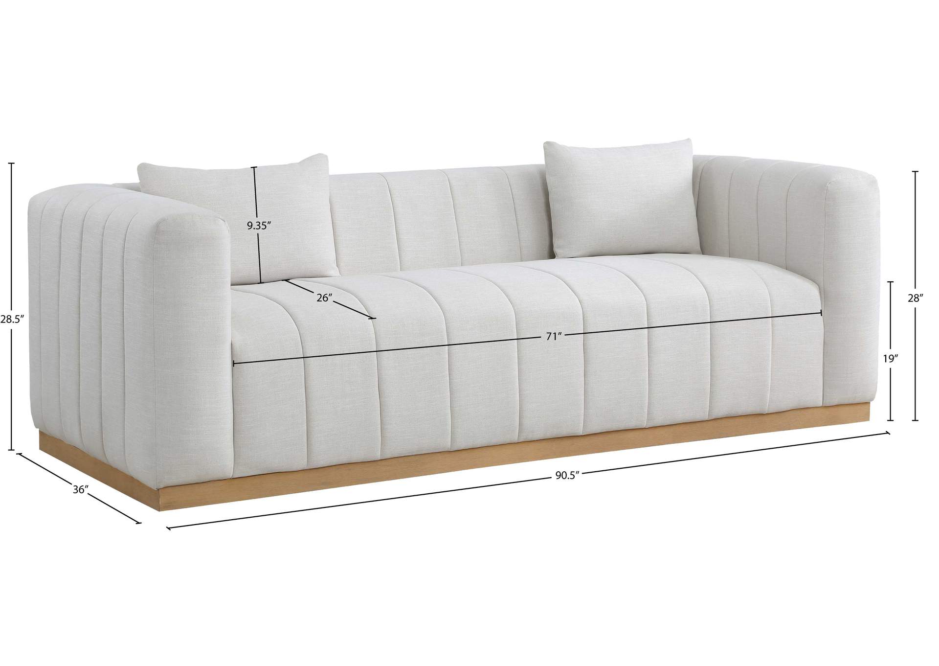 Lucia Cream Linen Textured Fabric Sofa