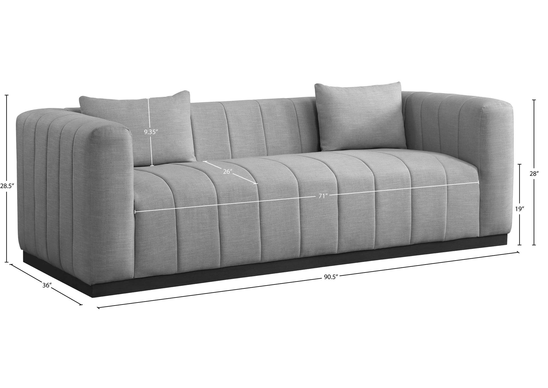 Lucia Grey Linen Textured Fabric Sofa