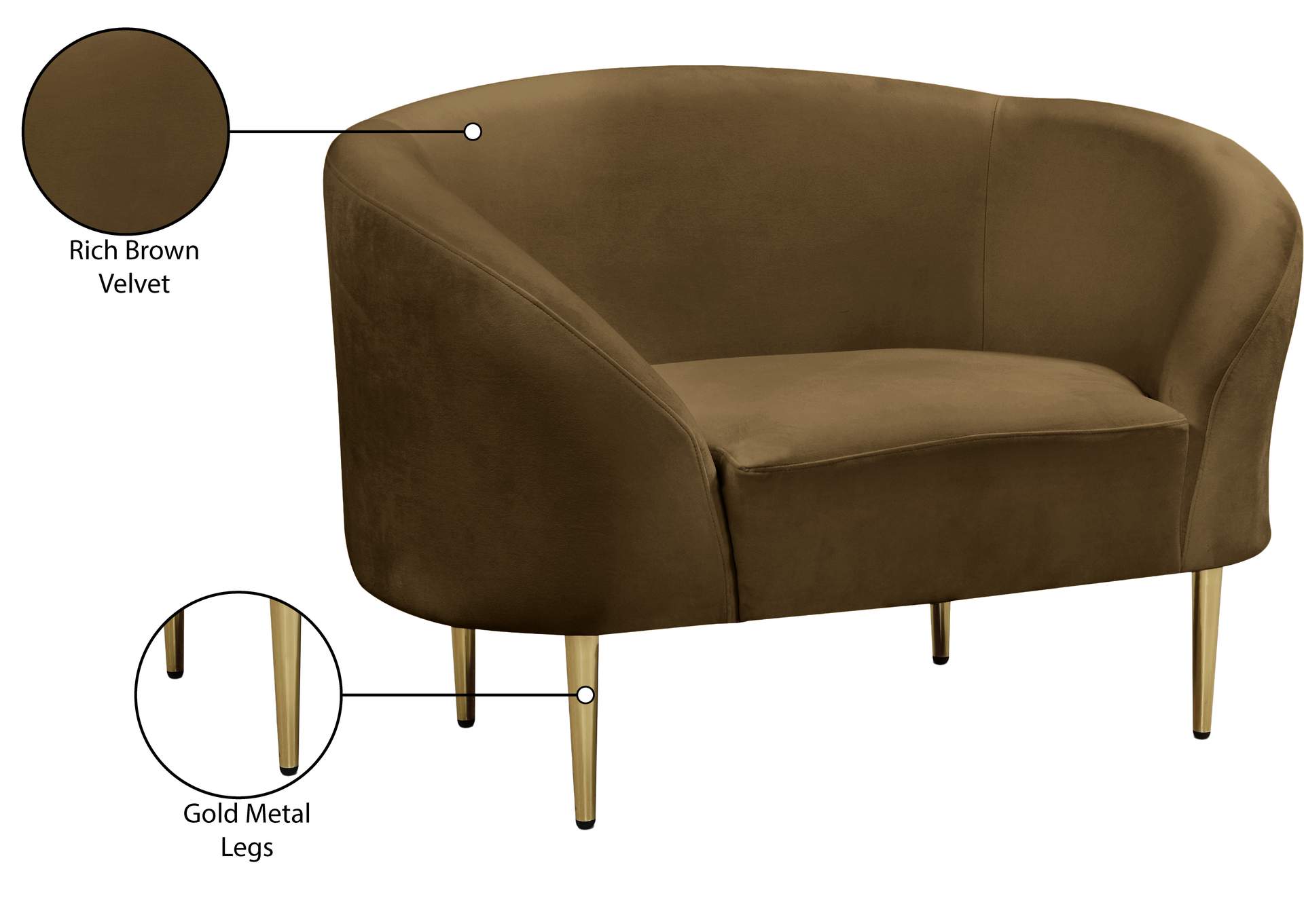 Ritz Brown Velvet Chair