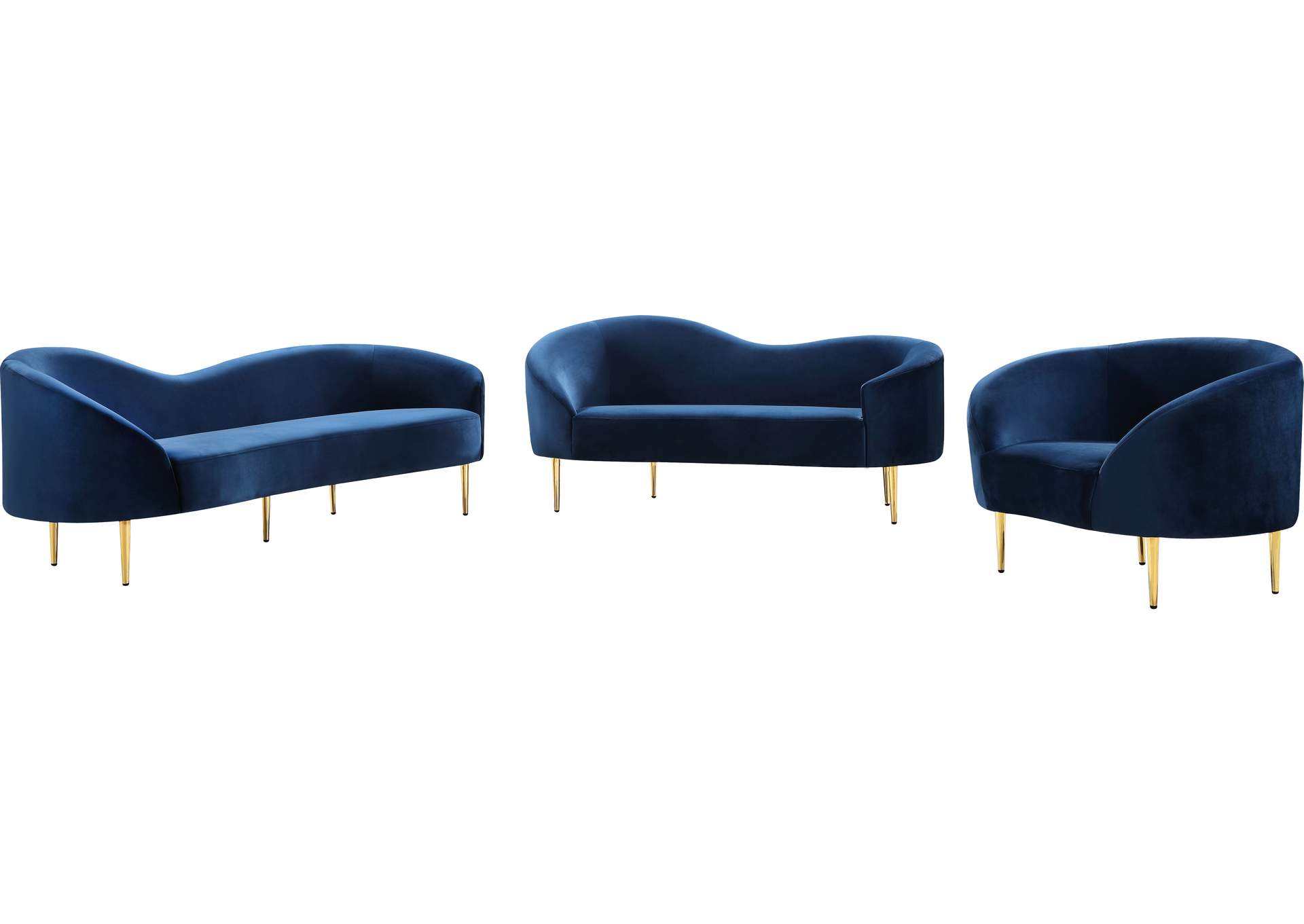 Ritz Navy Velvet Loveseat