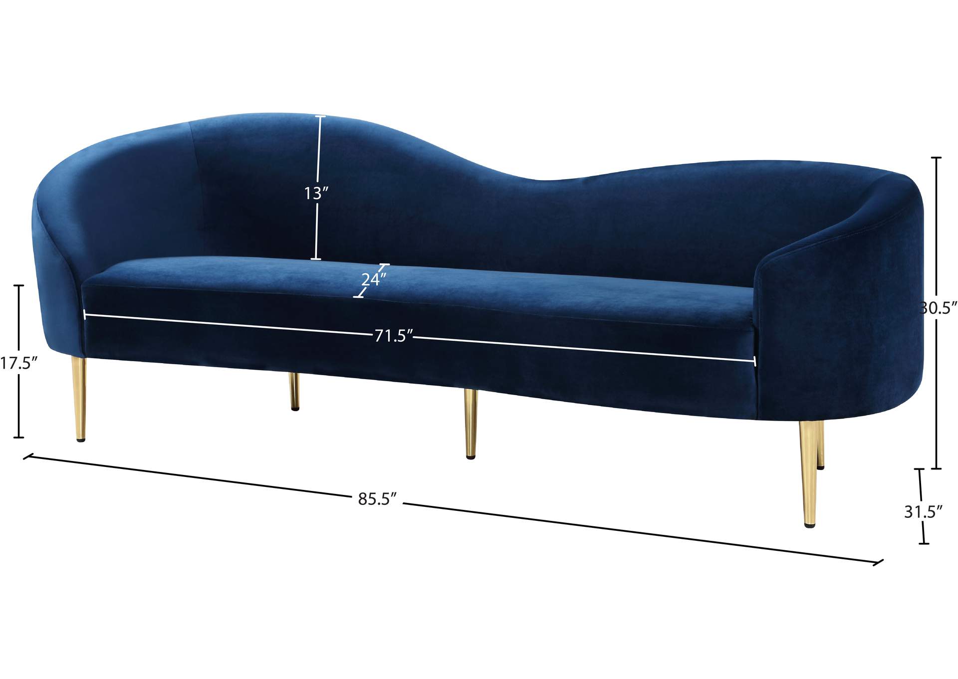 Ritz Navy Velvet Sofa