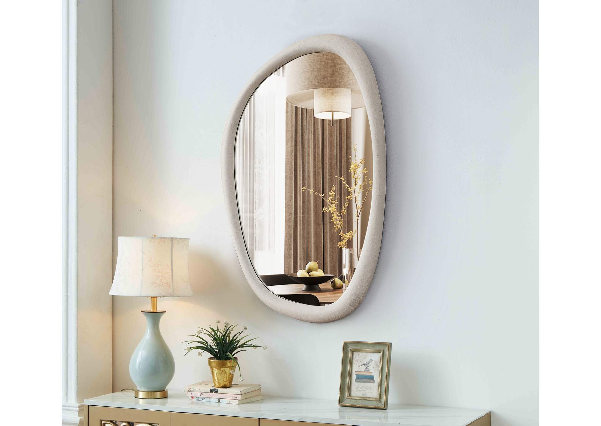 Holland White Polyresin Mirror