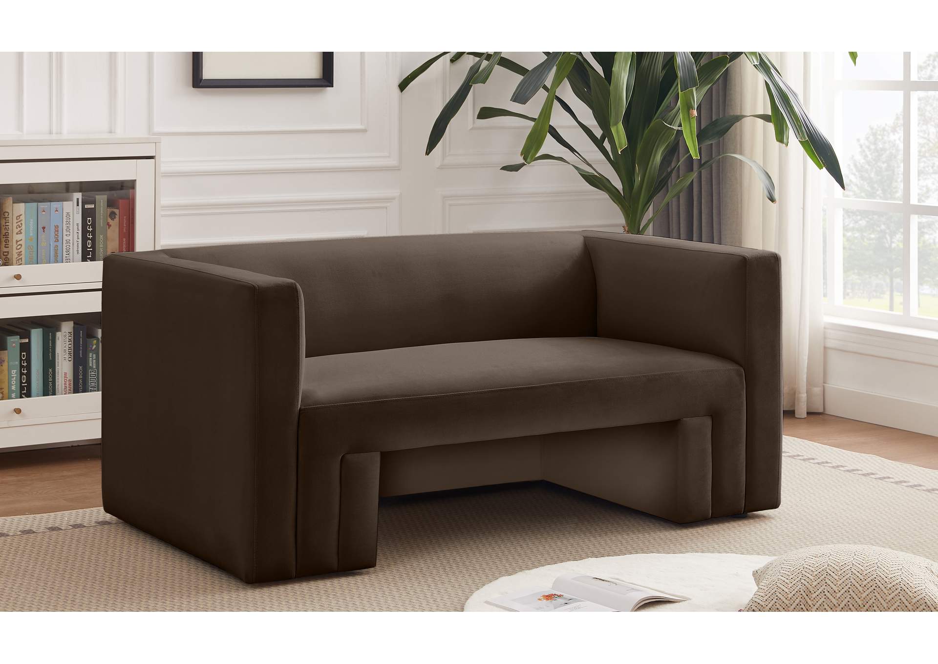 Henson Brown Velvet Loveseat