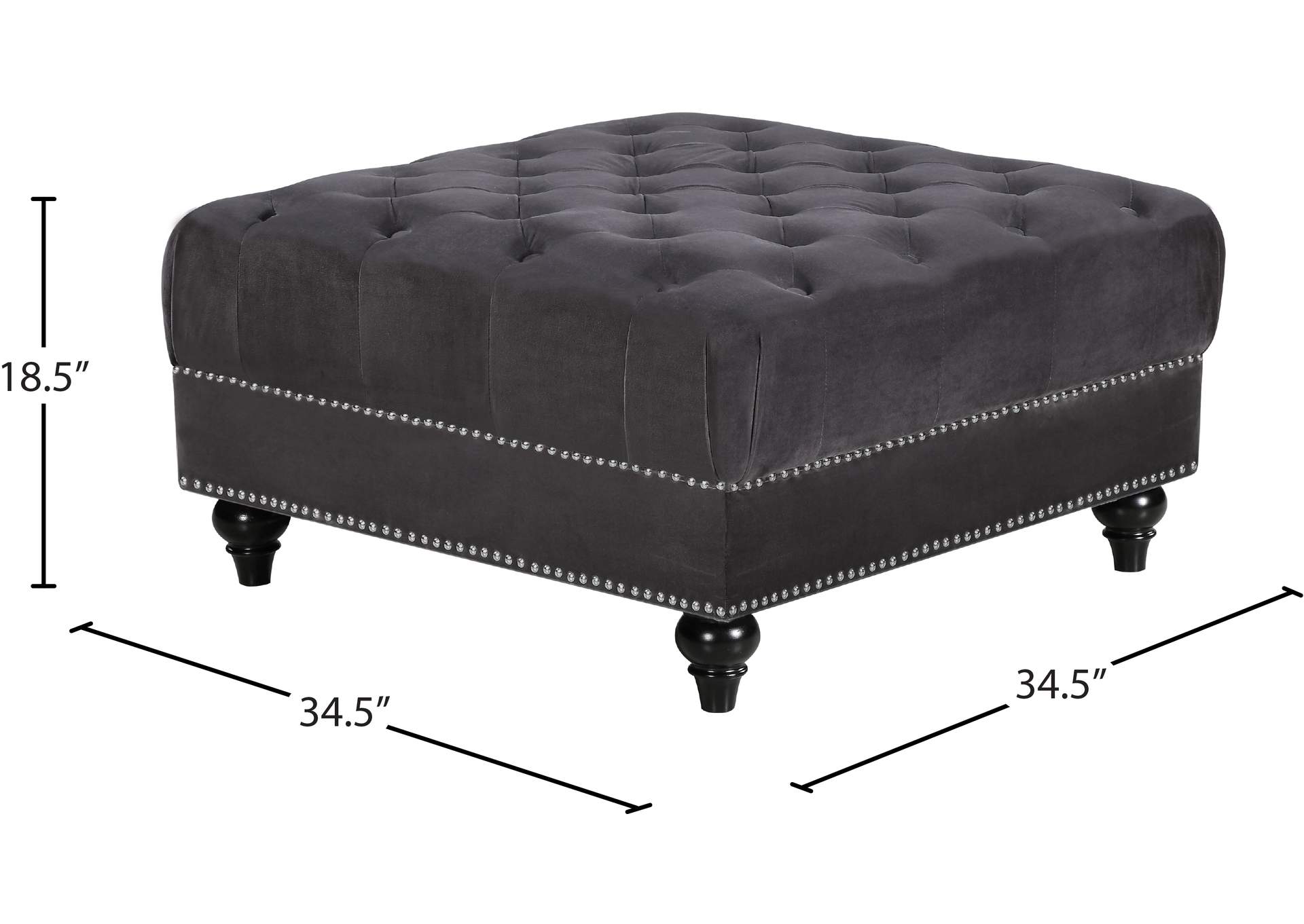 Sabrina Grey Velvet Ottoman