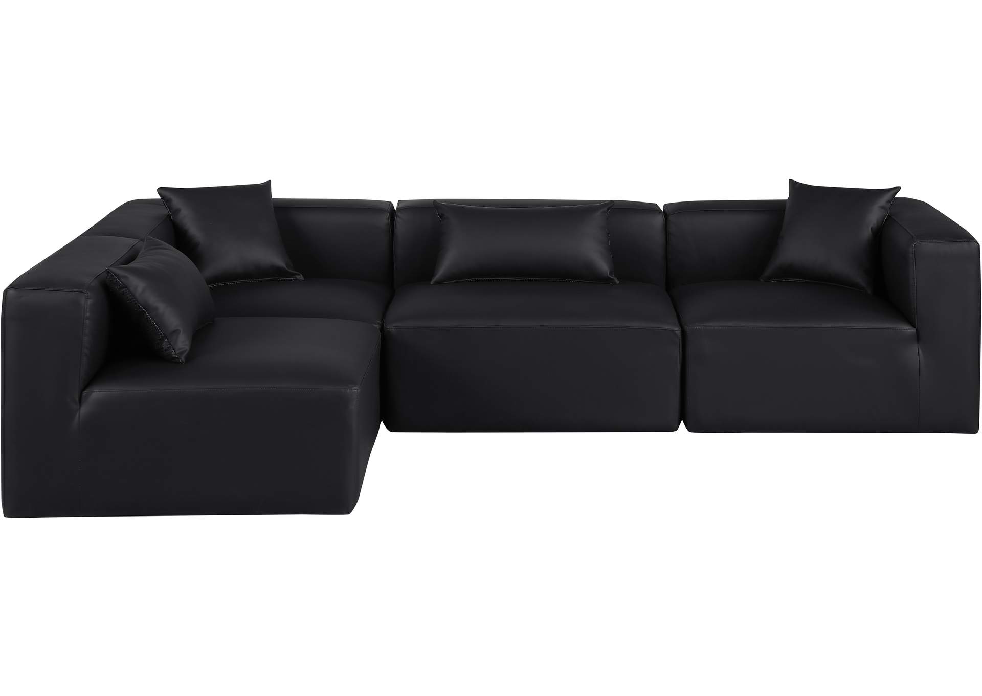 Cube Black Vegan Leather Modular Sectional