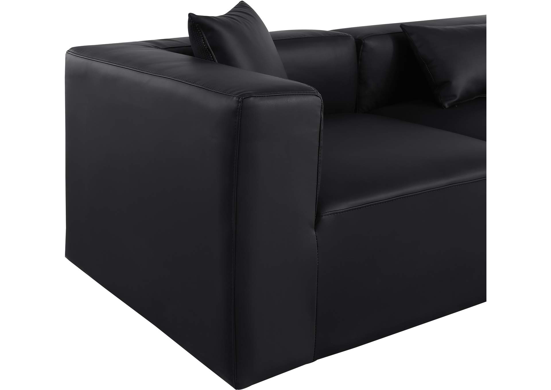 Cube Black Vegan Leather Modular Sectional