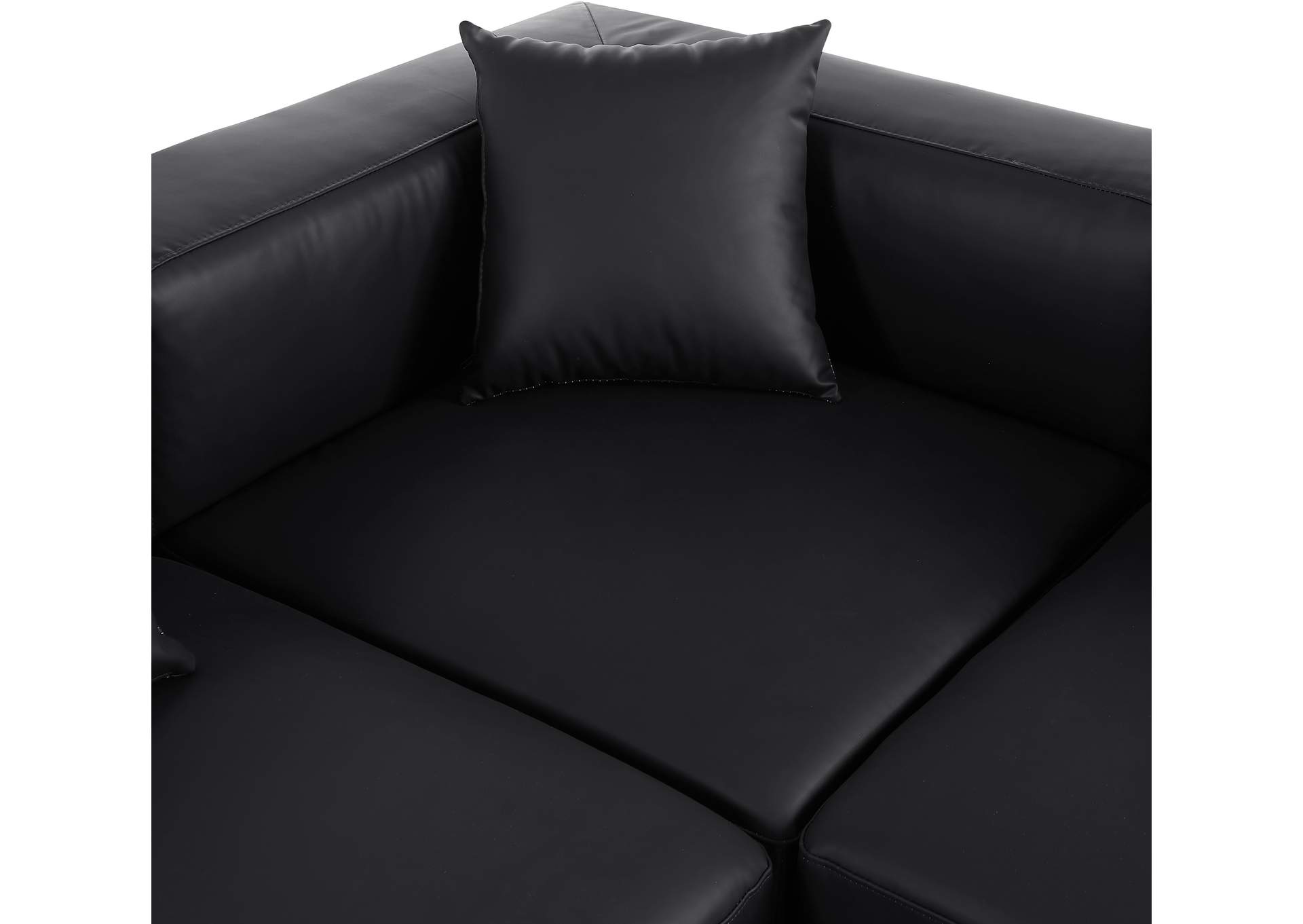 Cube Black Vegan Leather Modular Sectional