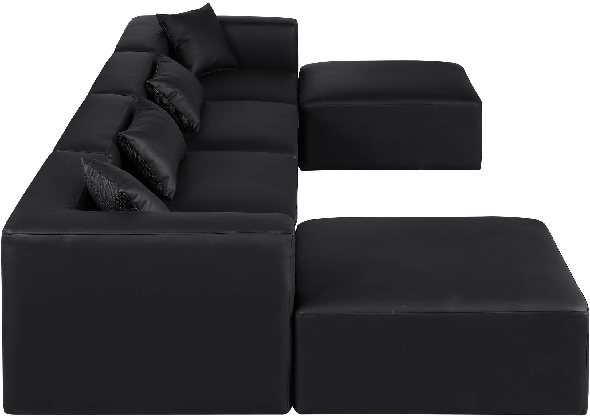 Cube Black Vegan Leather Modular Sectional