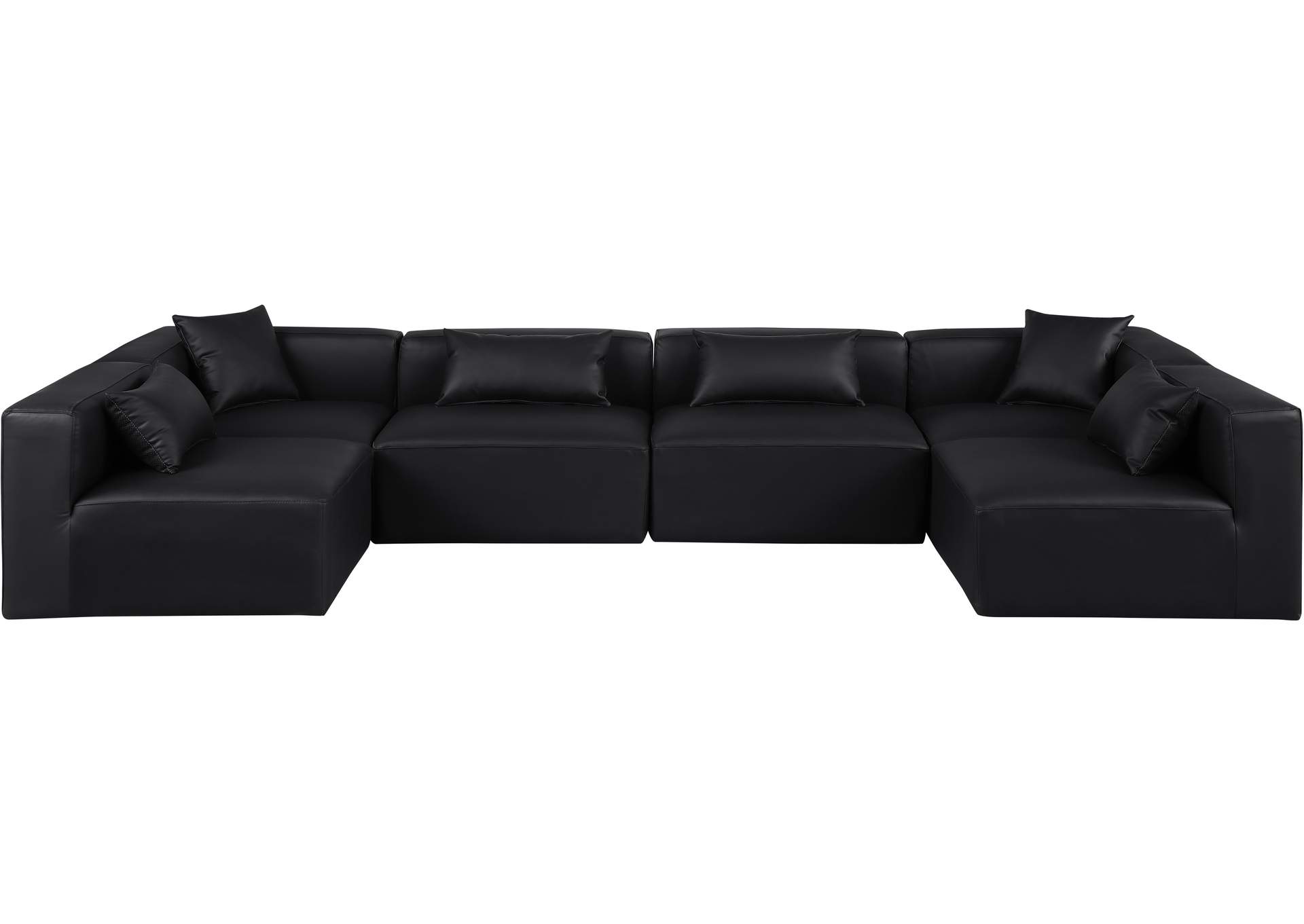 Cube Black Vegan Leather Modular Sectional