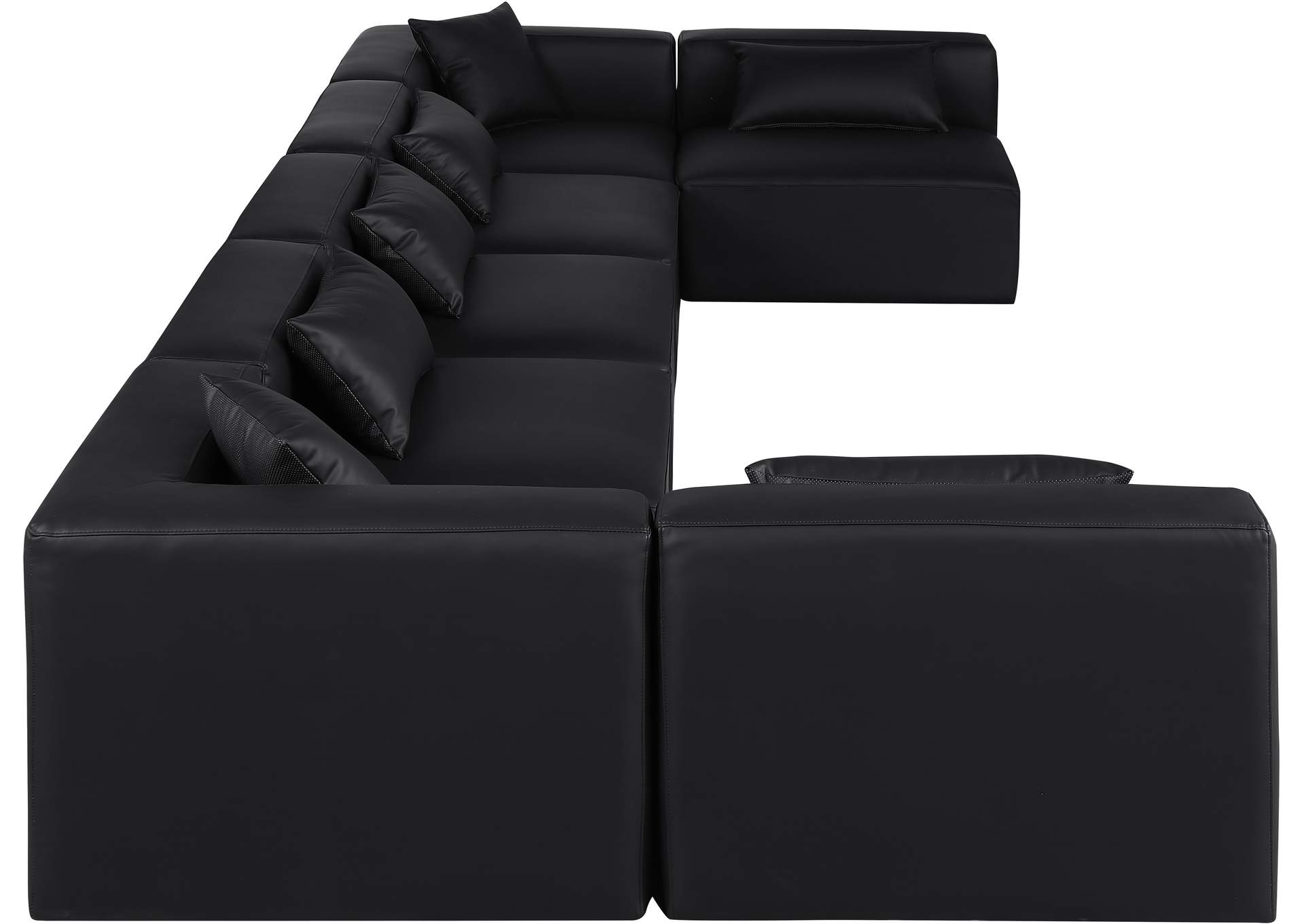 Cube Black Vegan Leather Modular Sectional