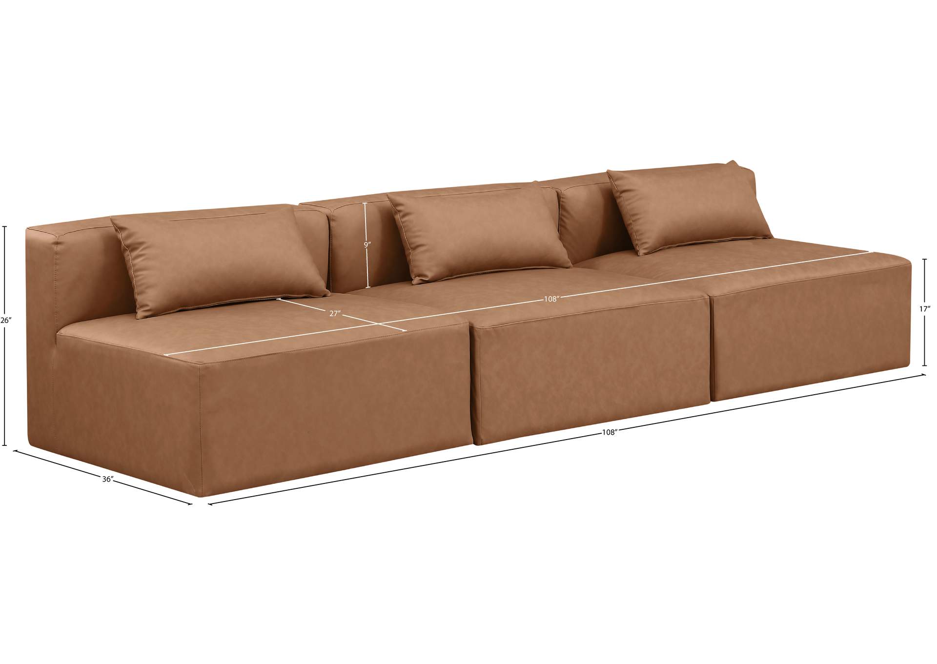 Cube Brown Vegan Leather Modular Sofa image 8