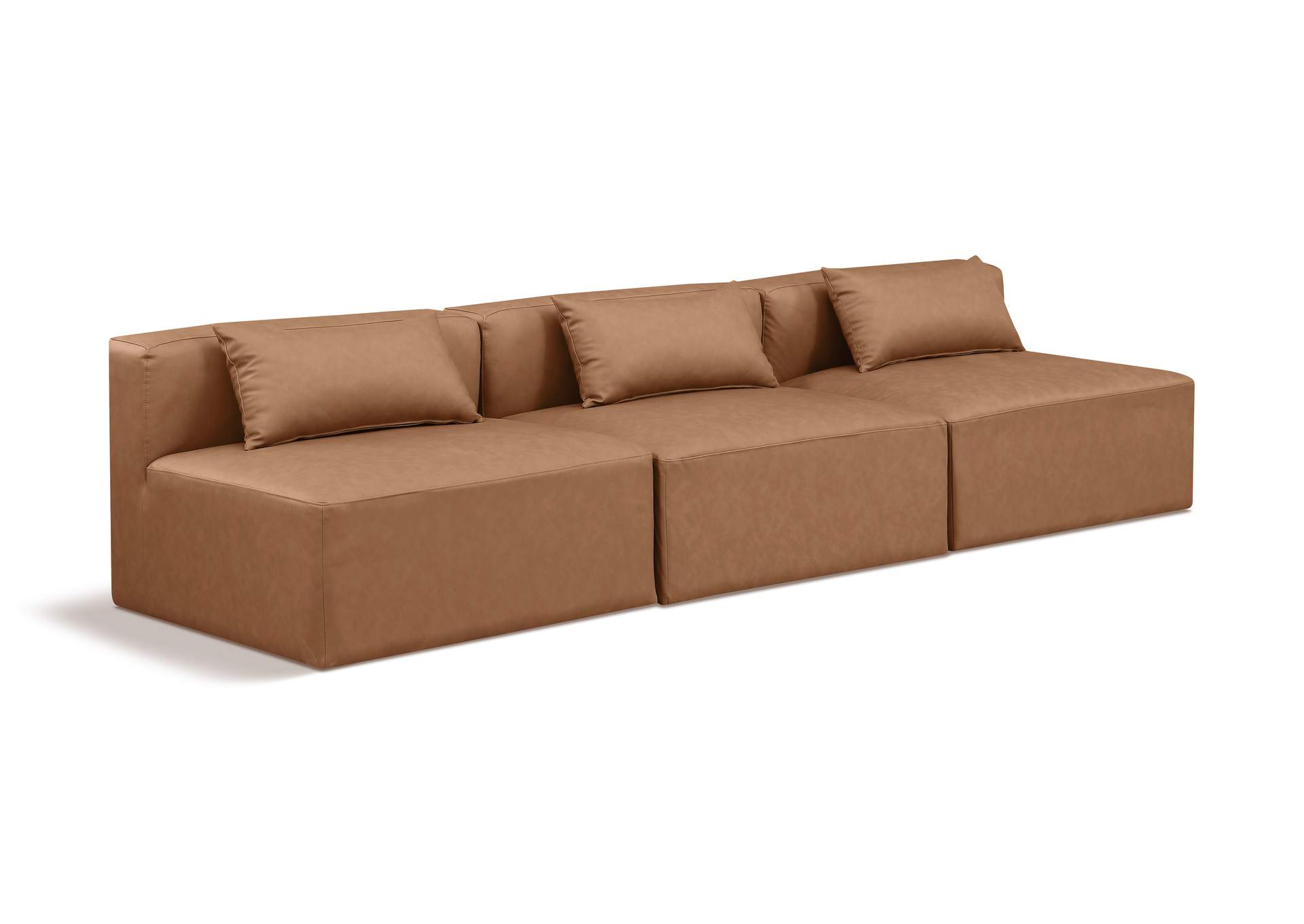 Cube Brown Vegan Leather Modular Sofa image 1