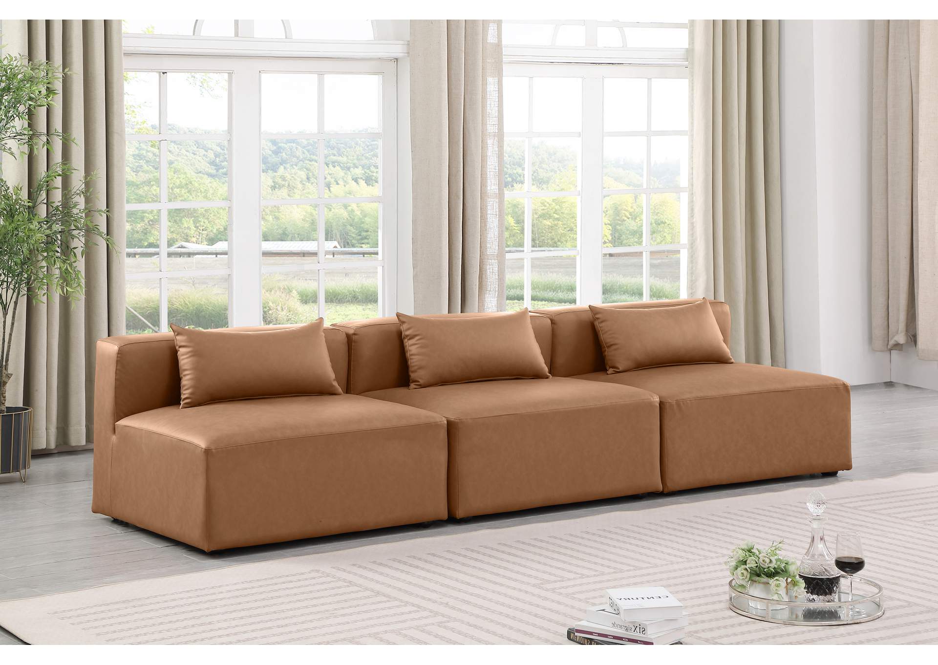 Cube Brown Vegan Leather Modular Sofa image 3