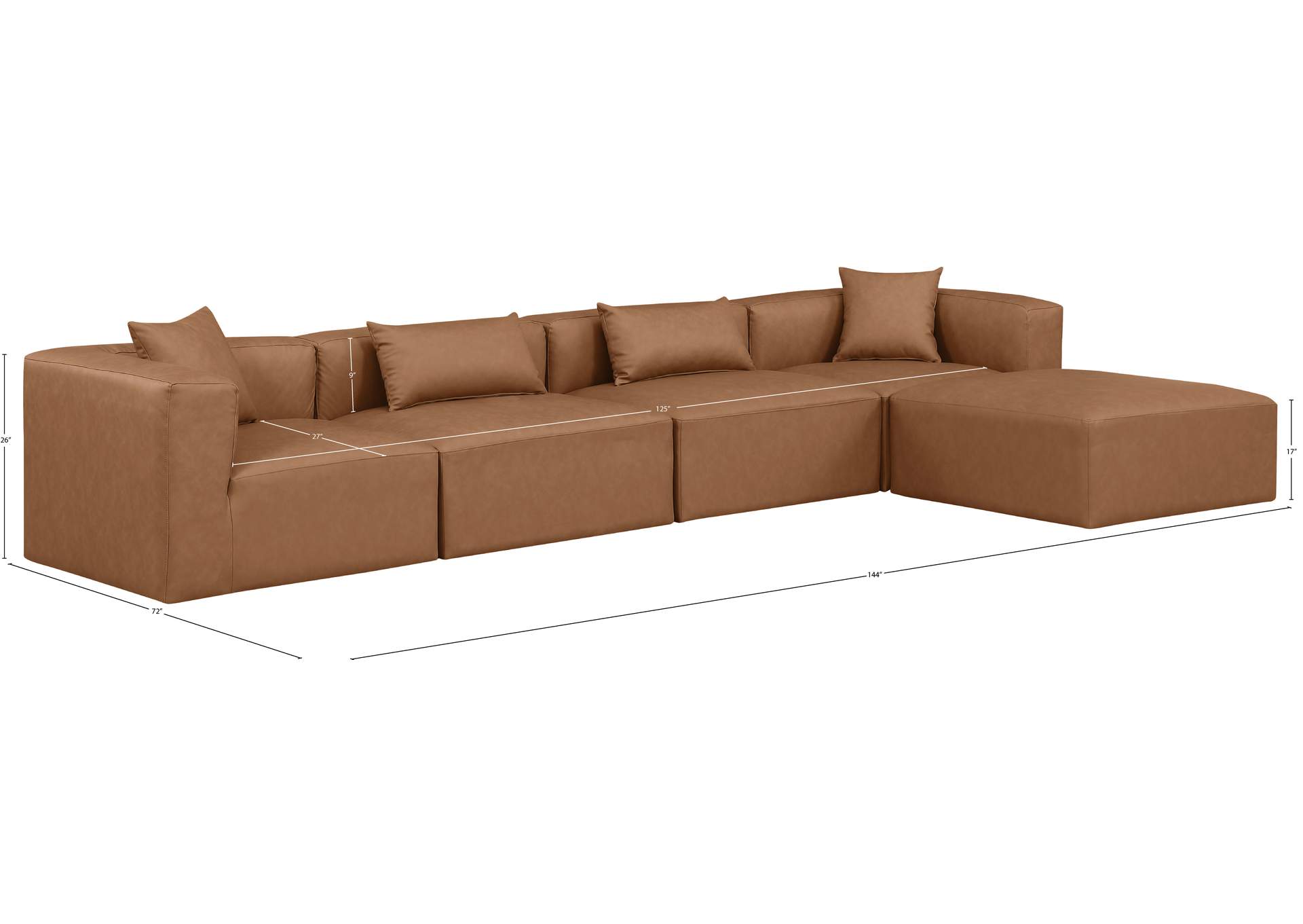 Cube Brown Vegan Leather Modular Sectional image 9