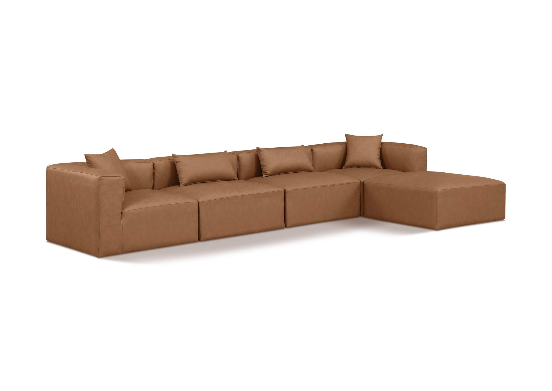 Cube Brown Vegan Leather Modular Sectional image 1