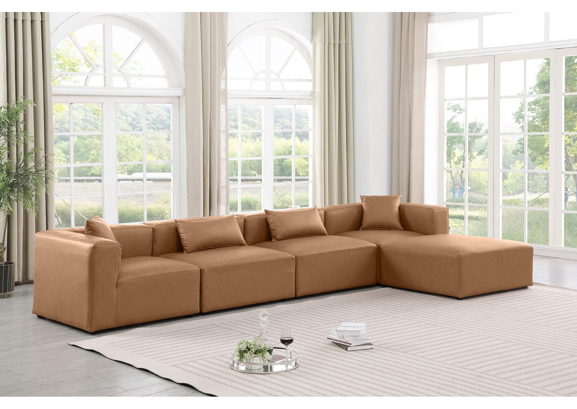 Cube Brown Vegan Leather Modular Sectional image 3