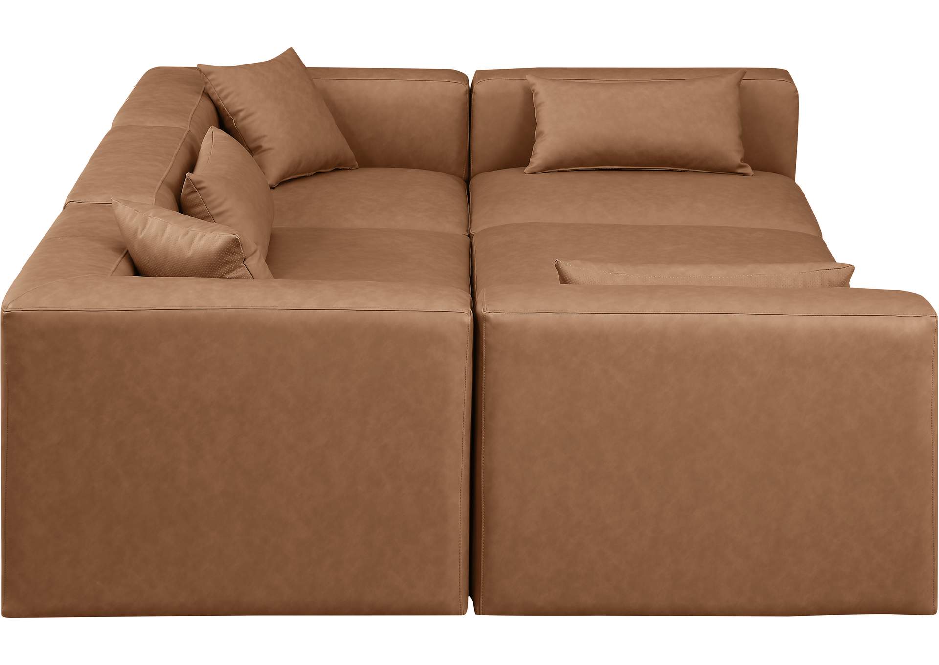Cube Brown Vegan Leather Modular Sectional