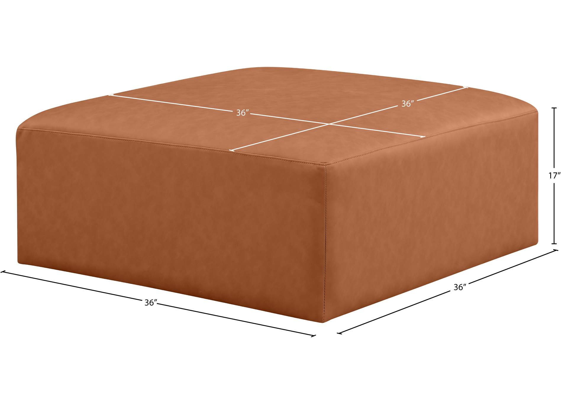 Cube Cognac Vegan Leather Ottoman image 6