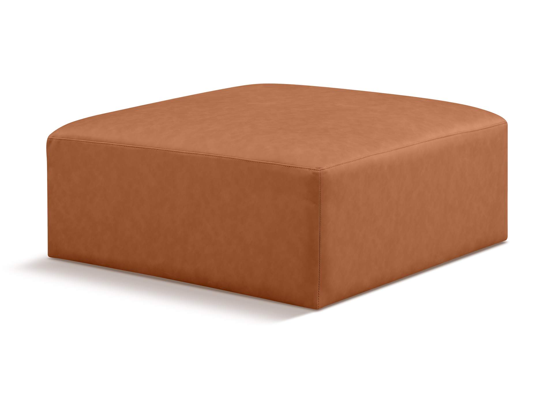 Cube Cognac Vegan Leather Ottoman image 1
