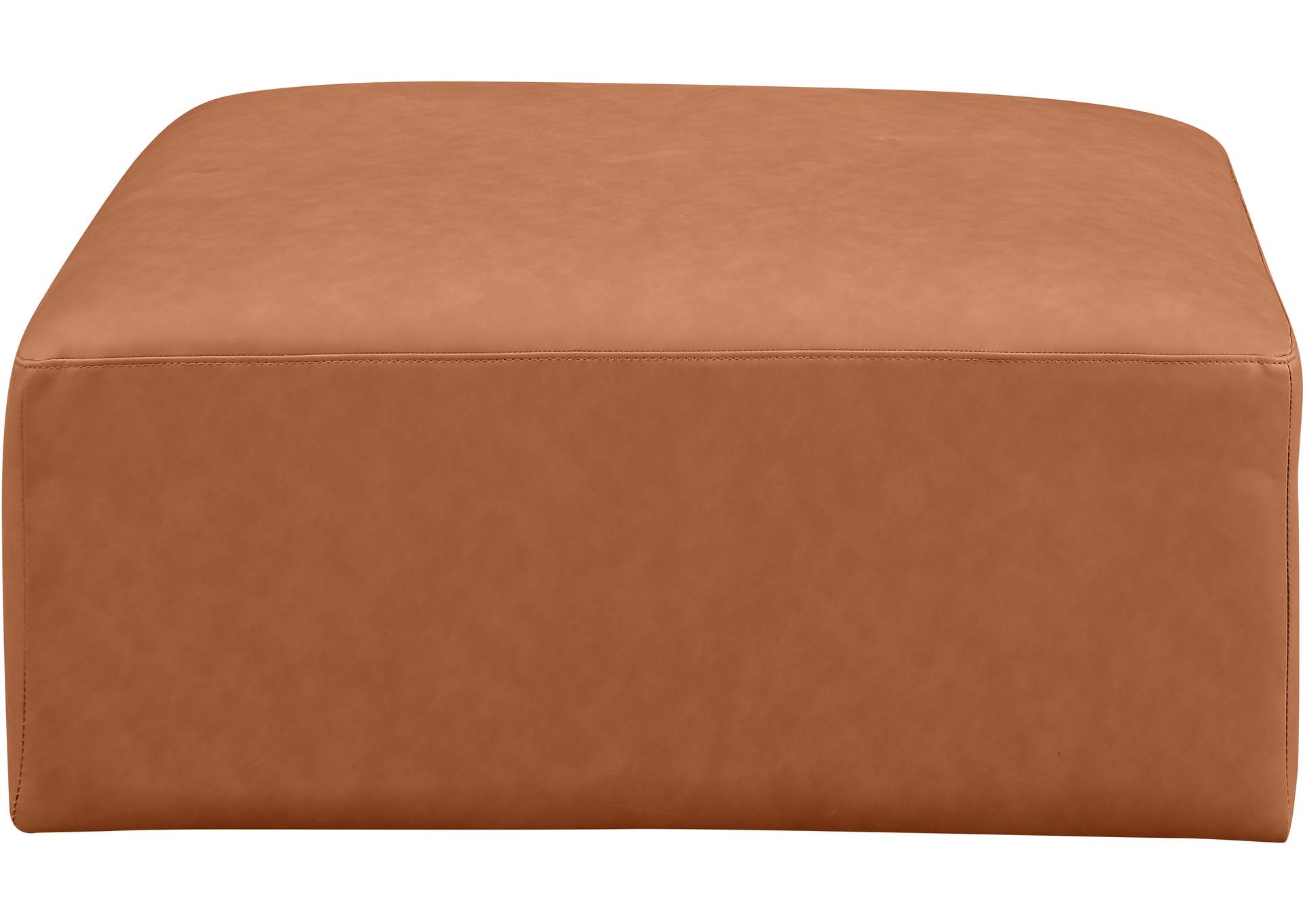 Cube Cognac Vegan Leather Ottoman image 4