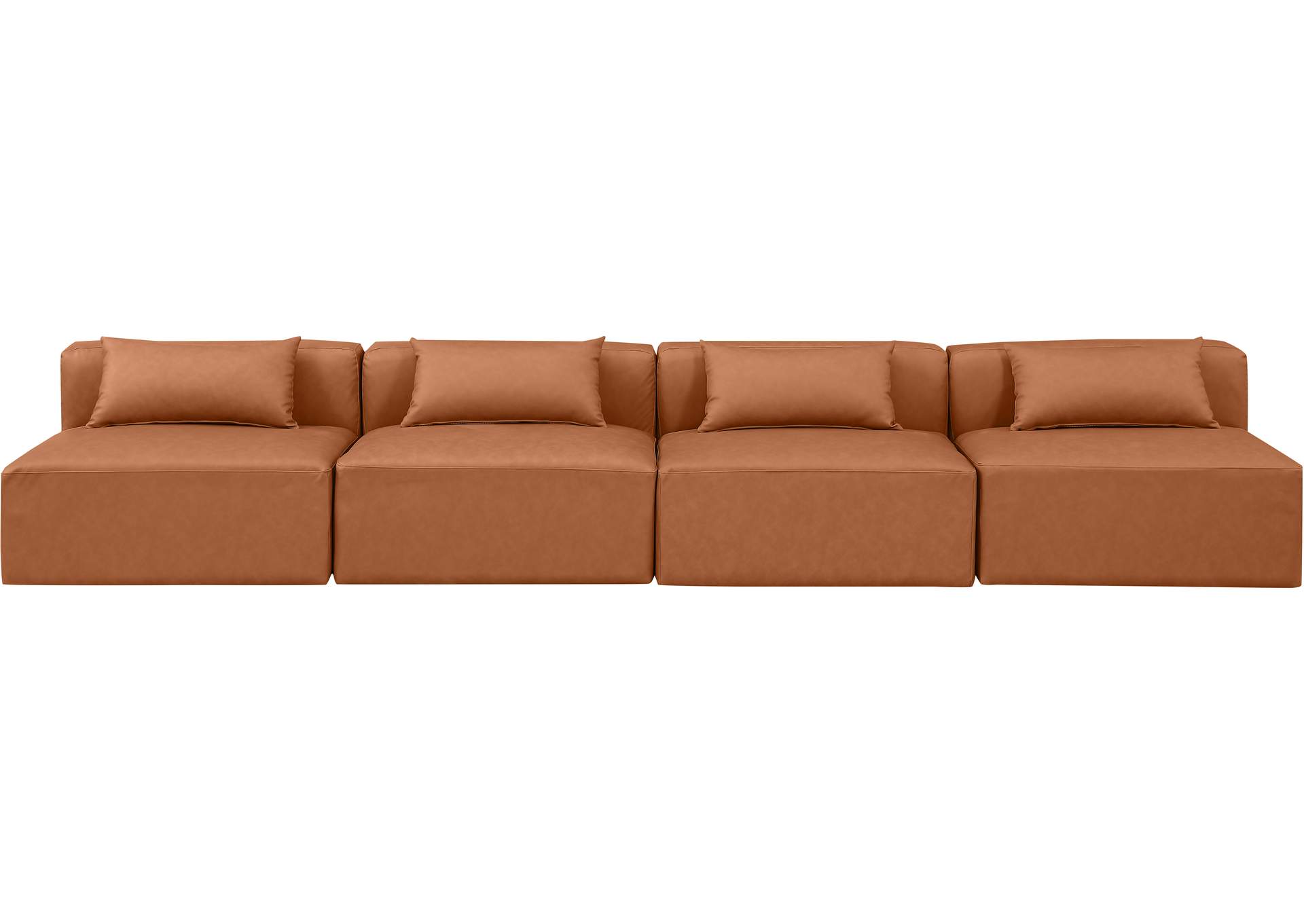 Cube Cognac Vegan Leather Modular Sofa