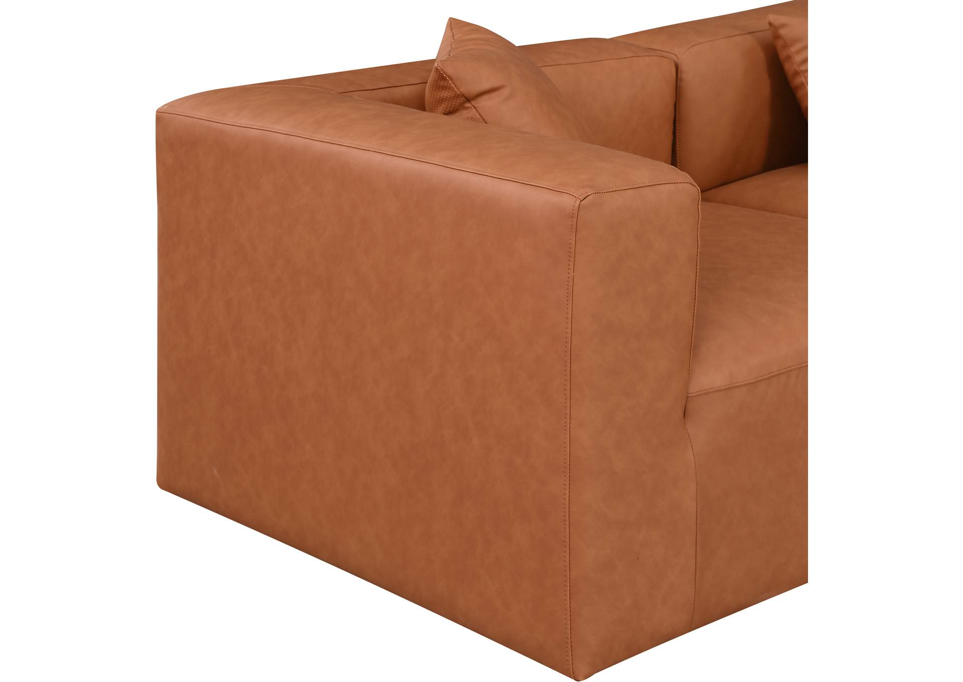 Cube Cognac Vegan Leather Modular Sectional