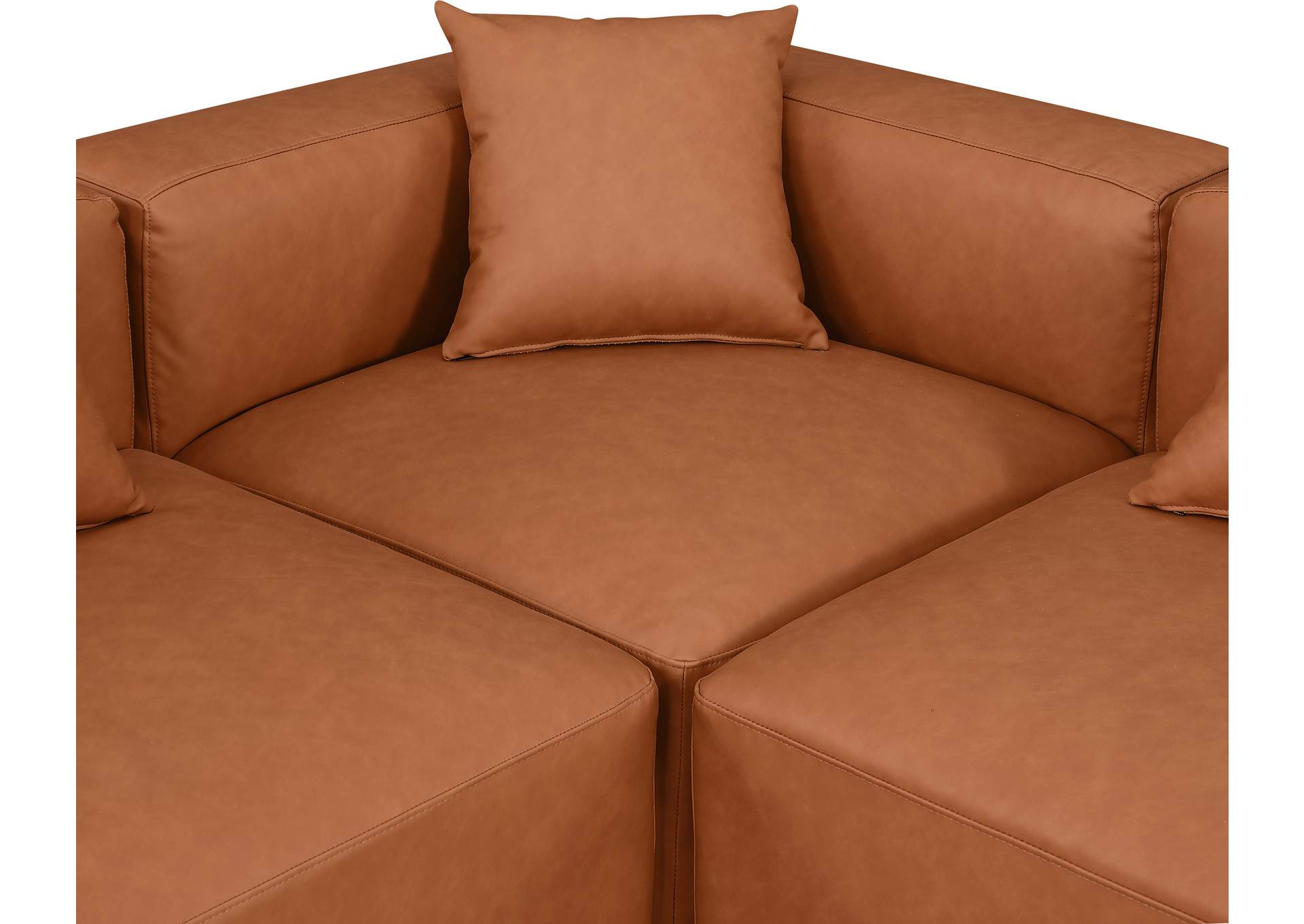 Cube Cognac Vegan Leather Modular Sectional