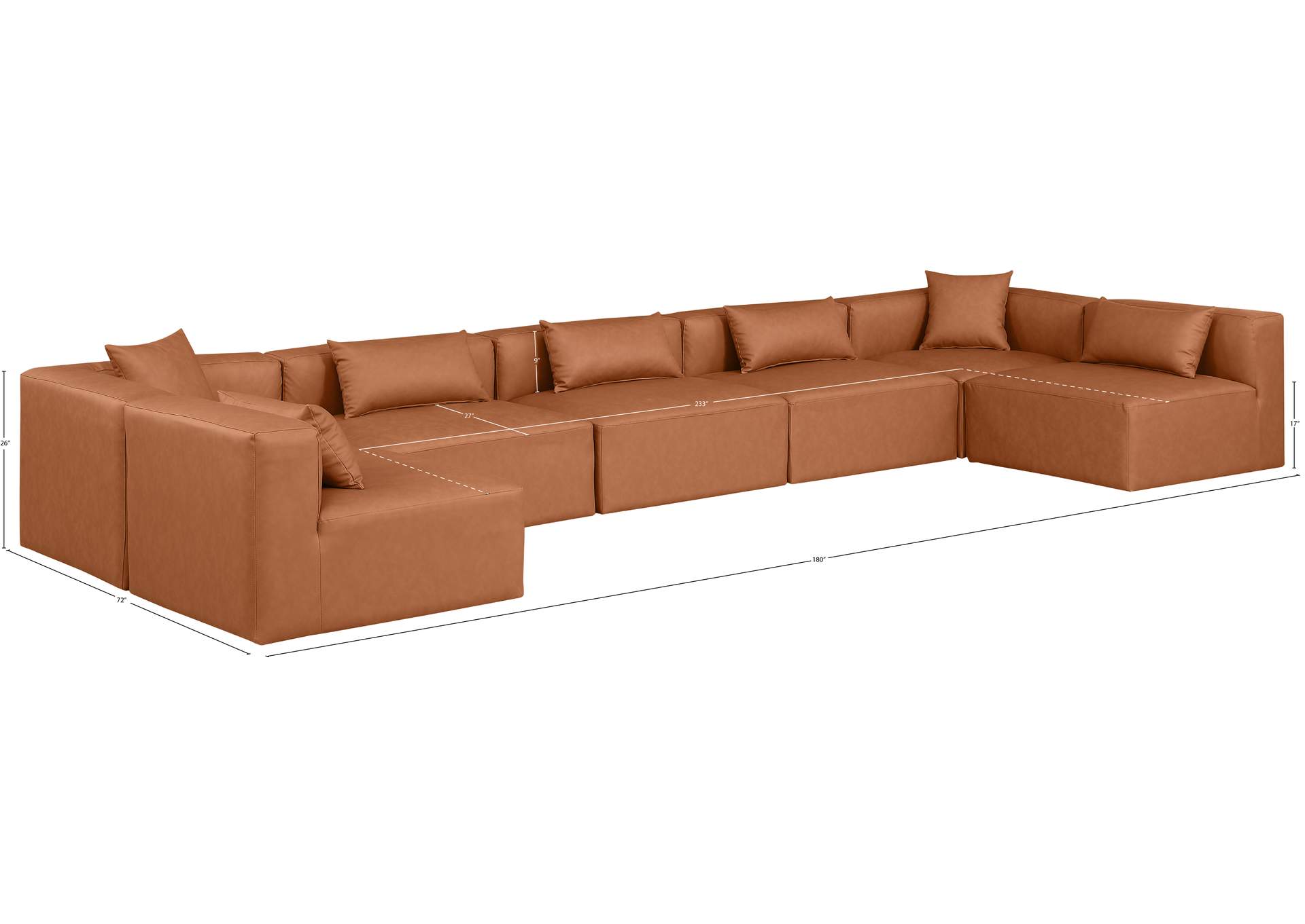Cube Cognac Vegan Leather Modular Sectional