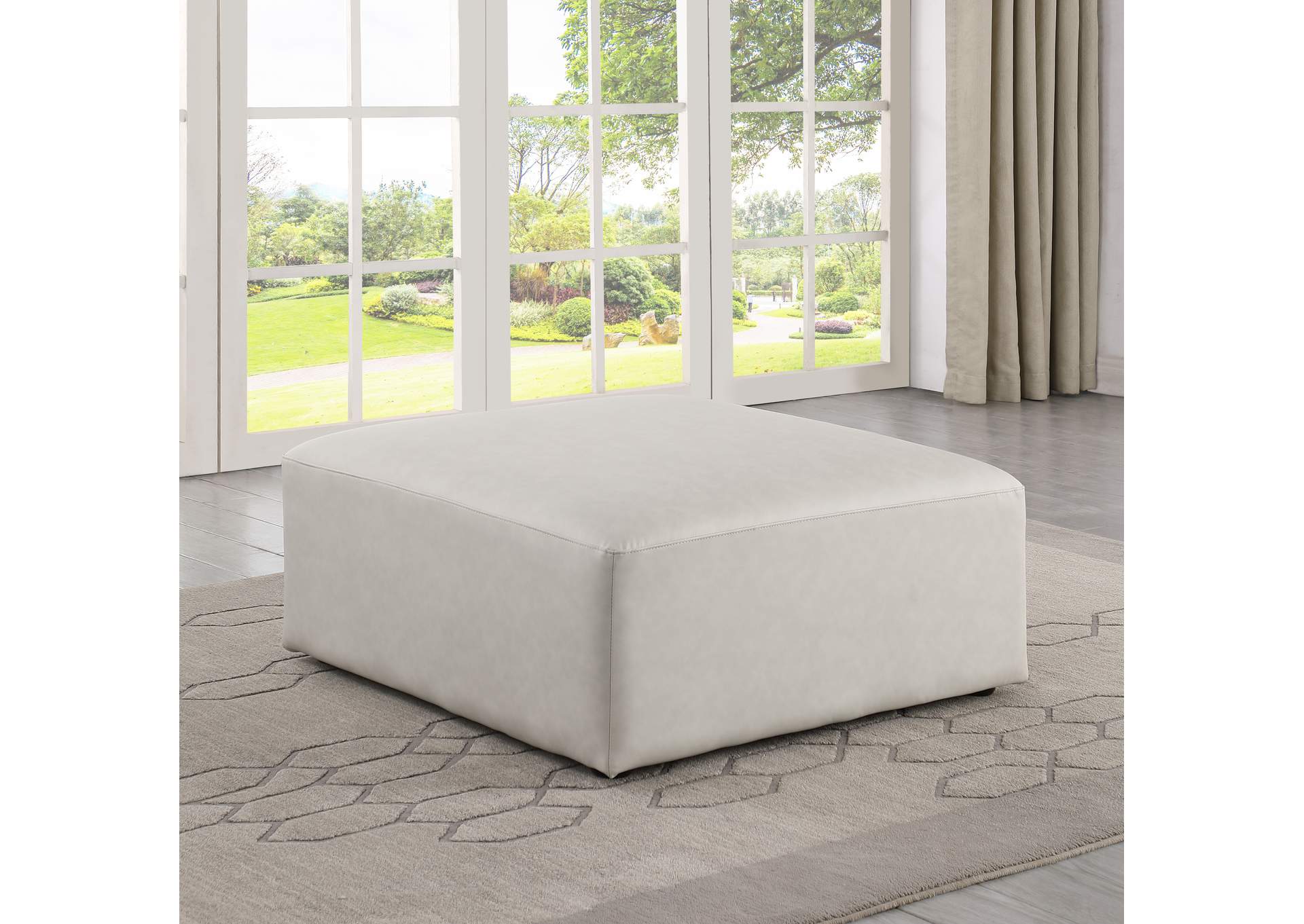 Cube Cream Vegan Leather Ottoman
