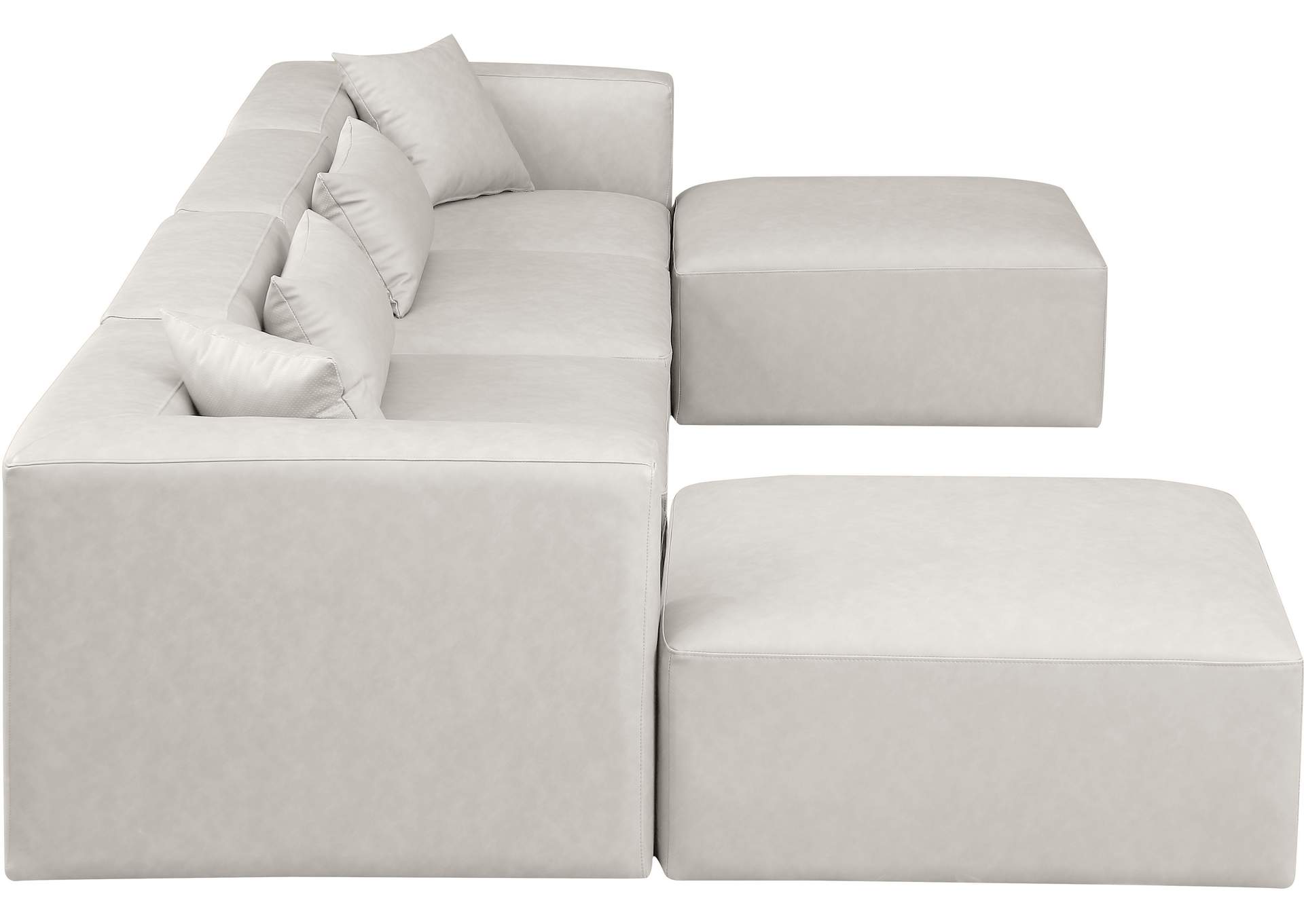 Cube Cream Vegan Leather Modular Sectional