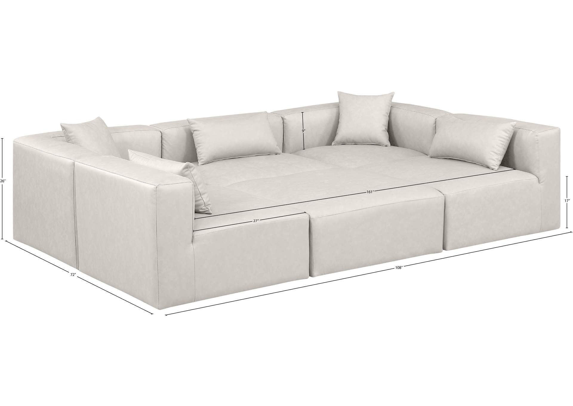 Cube Cream Vegan Leather Modular Sectional