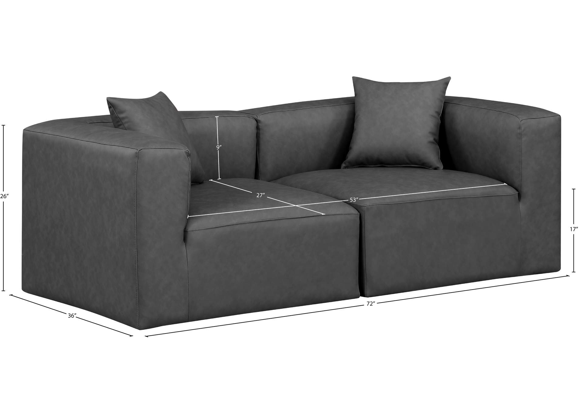 Cube Charcoal Grey Vegan Leather Modular Sofa image 9