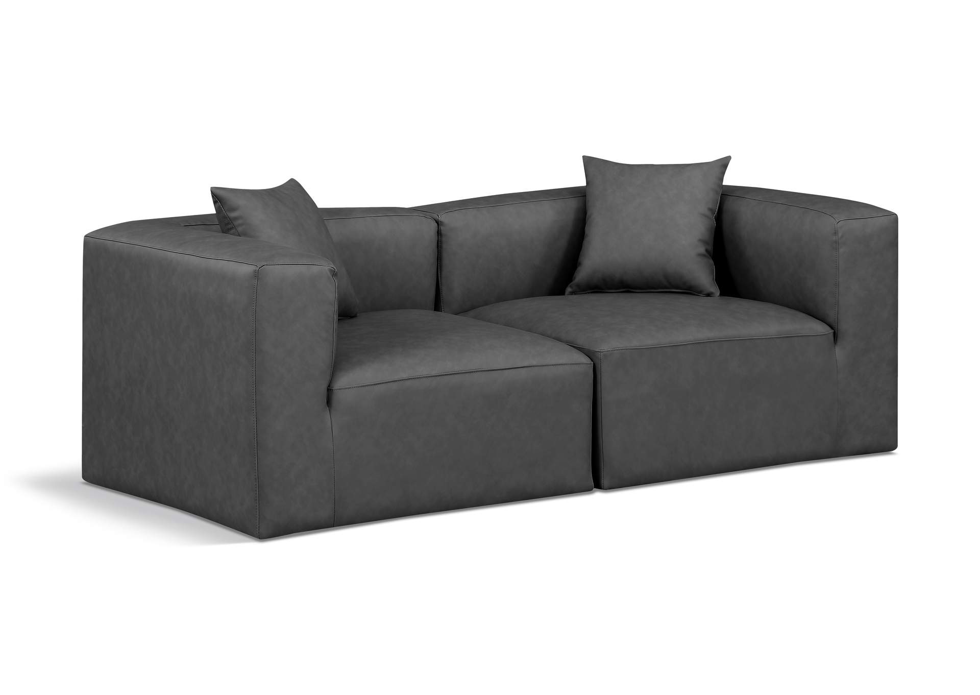 Cube Charcoal Grey Vegan Leather Modular Sofa image 1