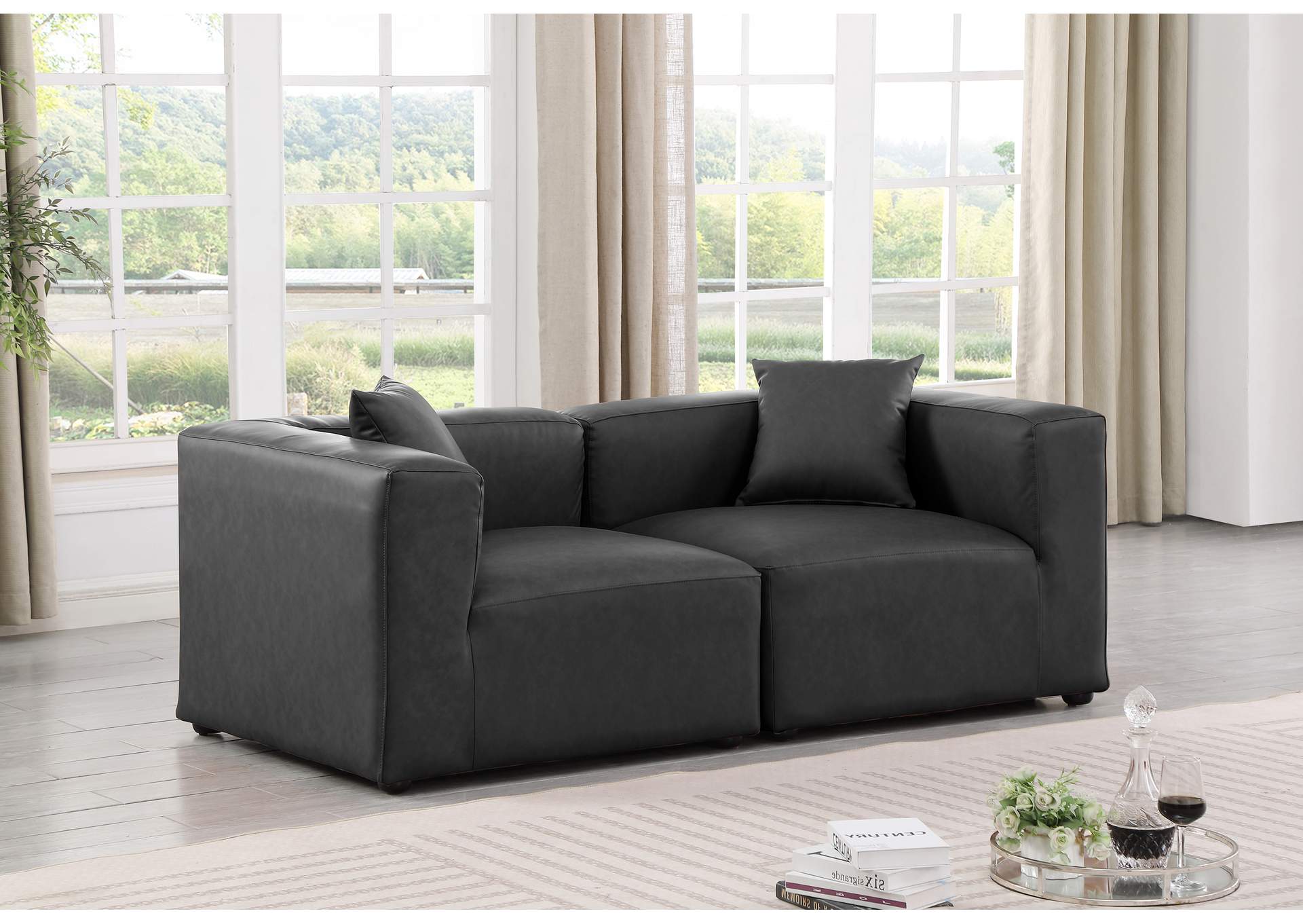 Cube Charcoal Grey Vegan Leather Modular Sofa image 3