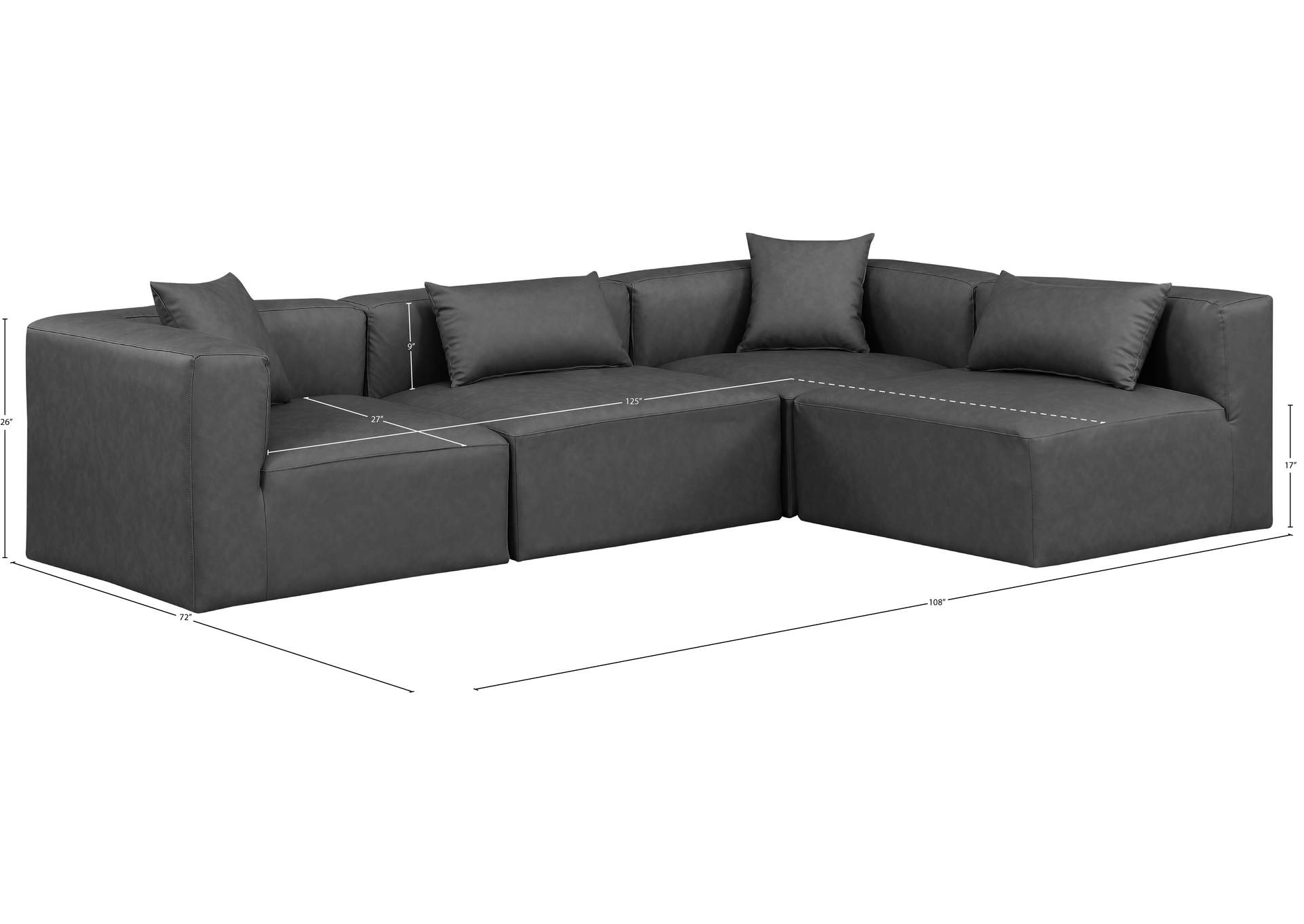 Cube Charcoal Grey Vegan Leather Modular Sectional