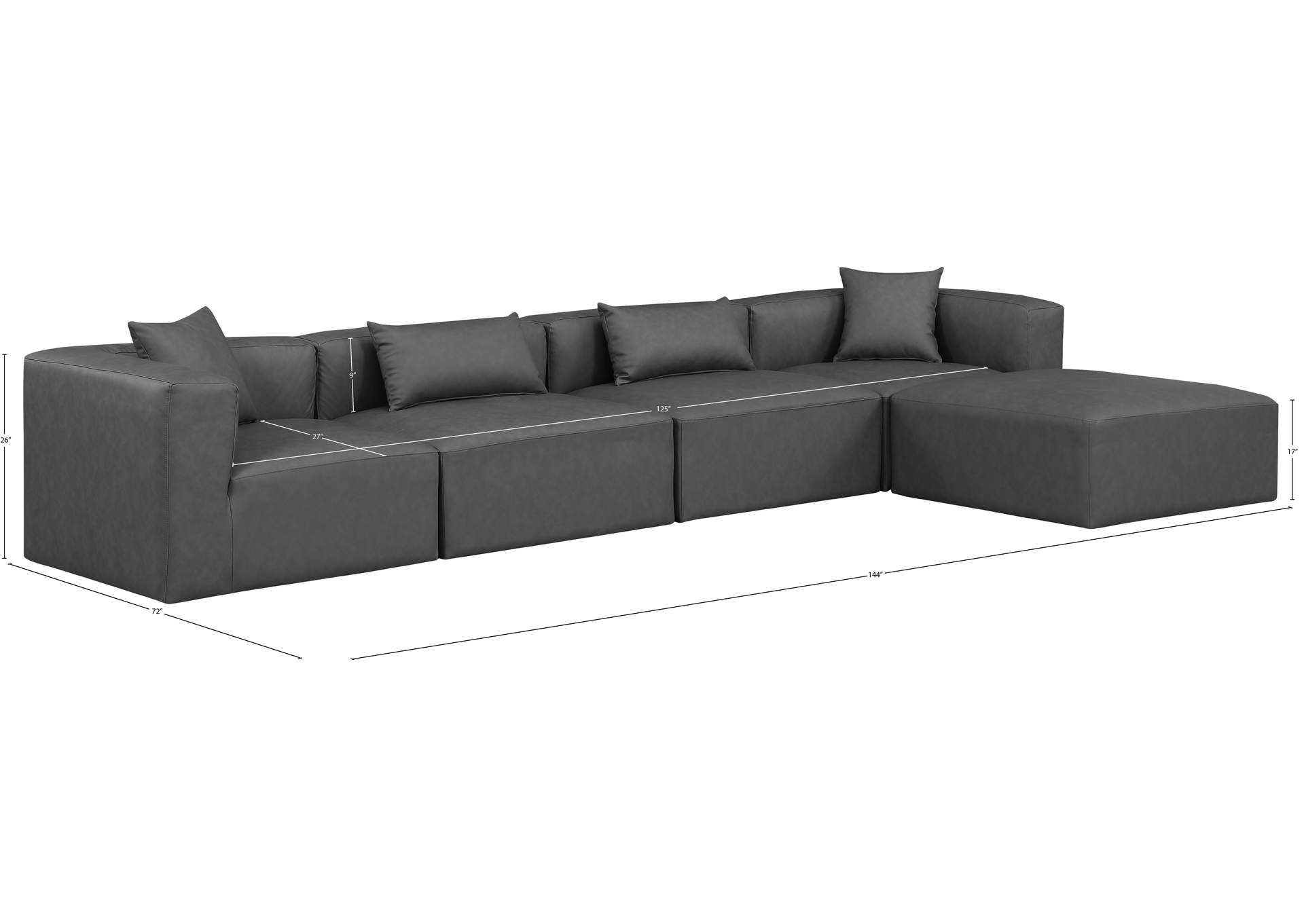 Cube Charcoal Grey Vegan Leather Modular Sectional image 9