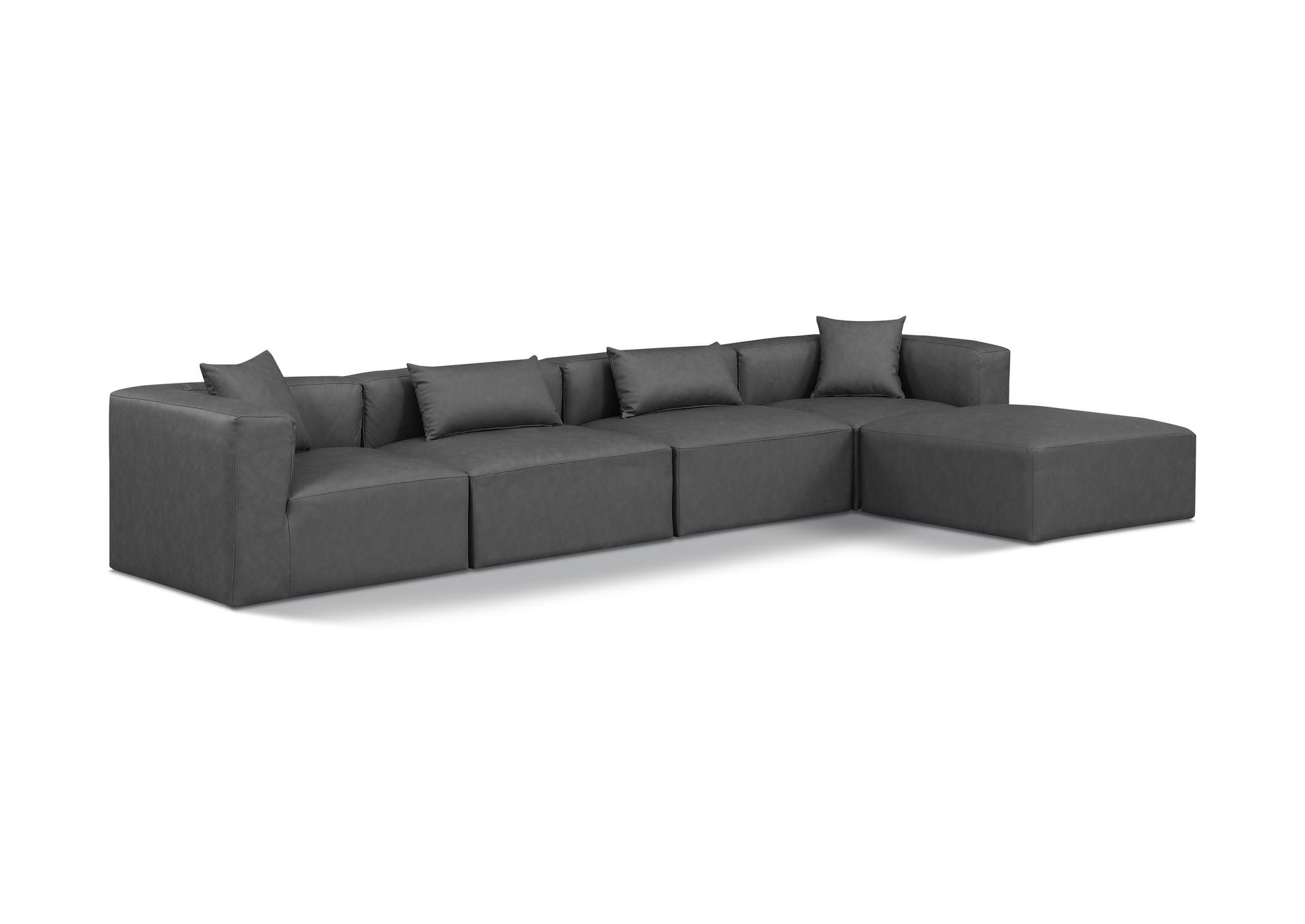 Cube Charcoal Grey Vegan Leather Modular Sectional image 1