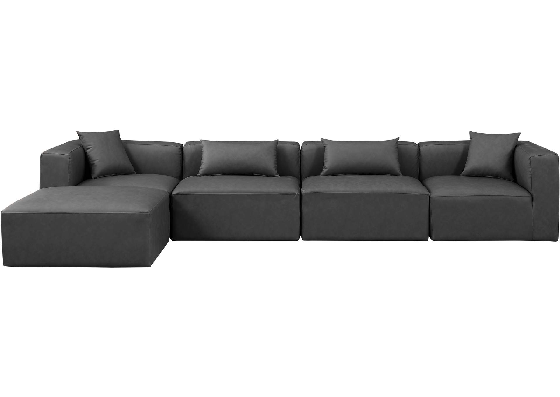 Cube Charcoal Grey Vegan Leather Modular Sectional image 5