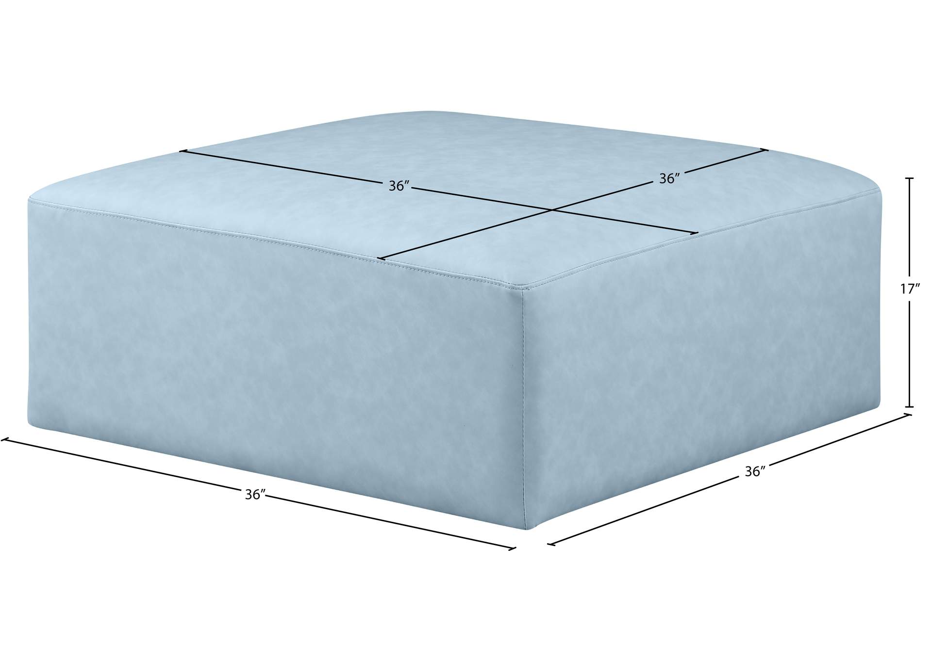 Cube Light Blue Vegan Leather Ottoman image 7