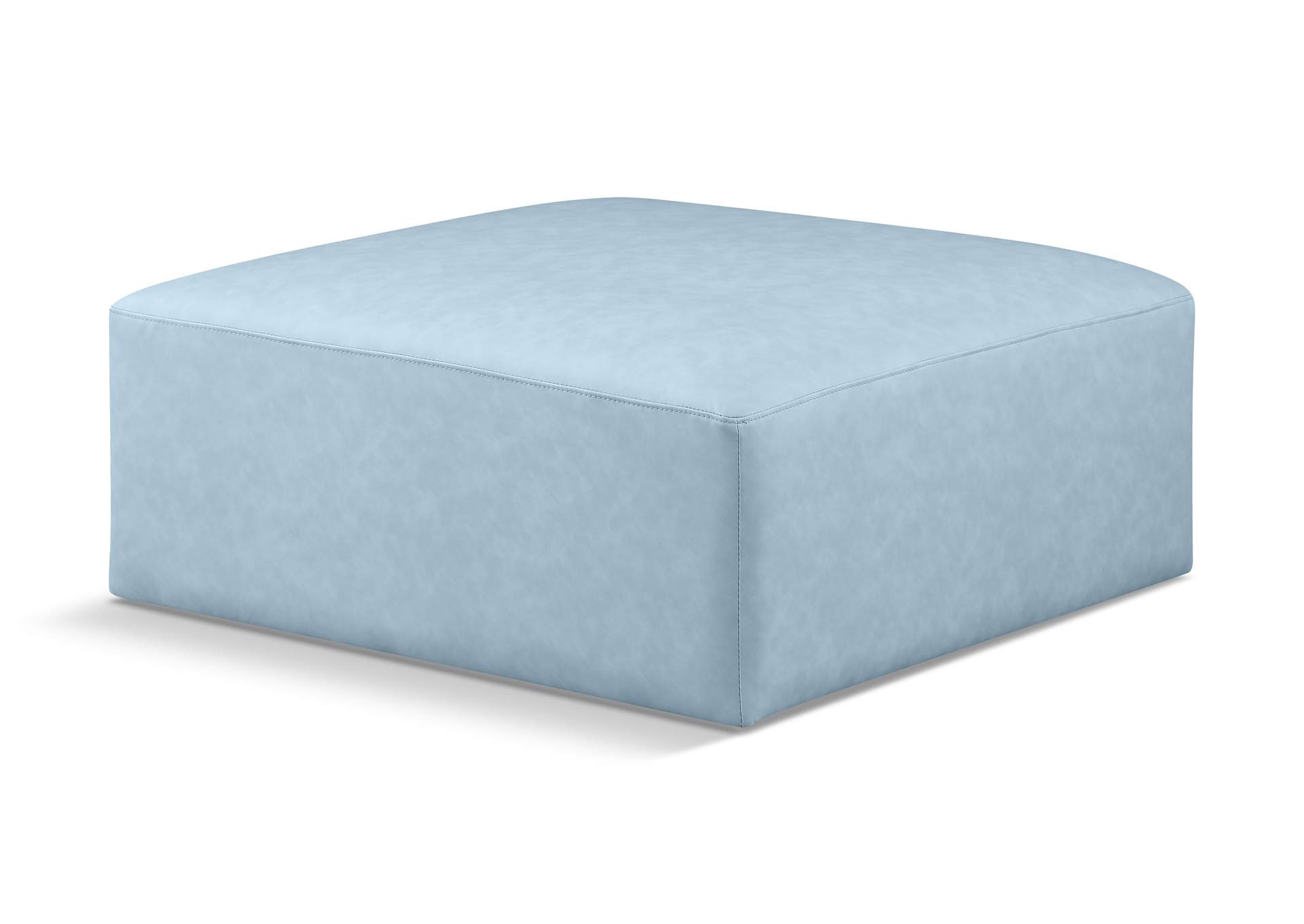 Cube Light Blue Vegan Leather Ottoman image 1