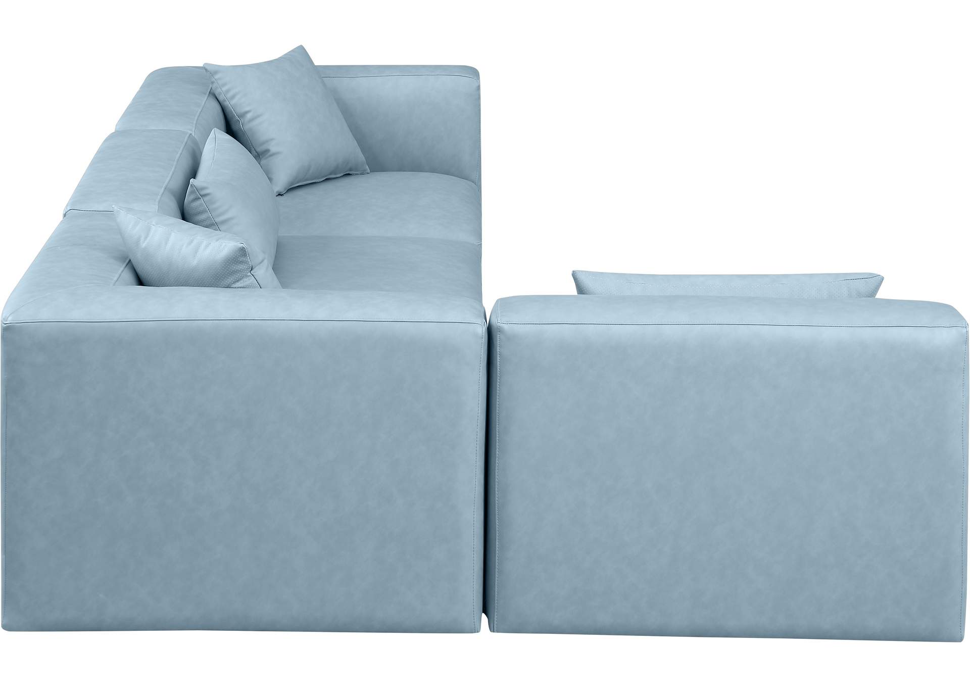 Cube Light Blue Vegan Leather Modular Sectional