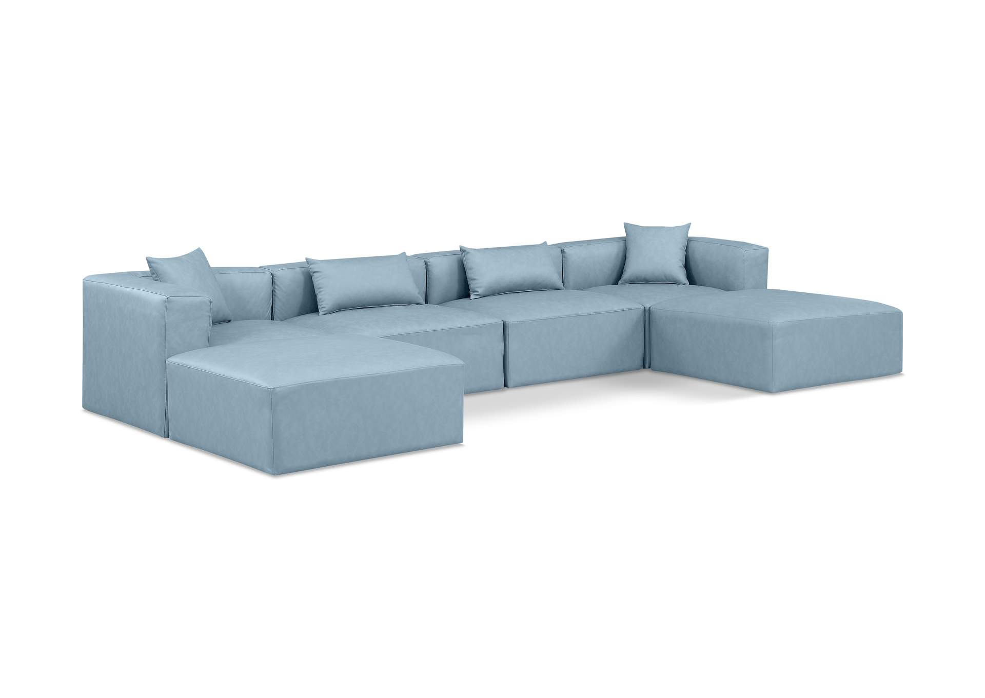 Cube Light Blue Vegan Leather Modular Sectional image 1