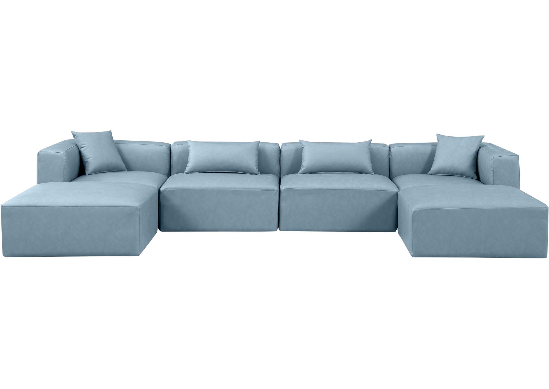 Cube Light Blue Vegan Leather Modular Sectional image 5