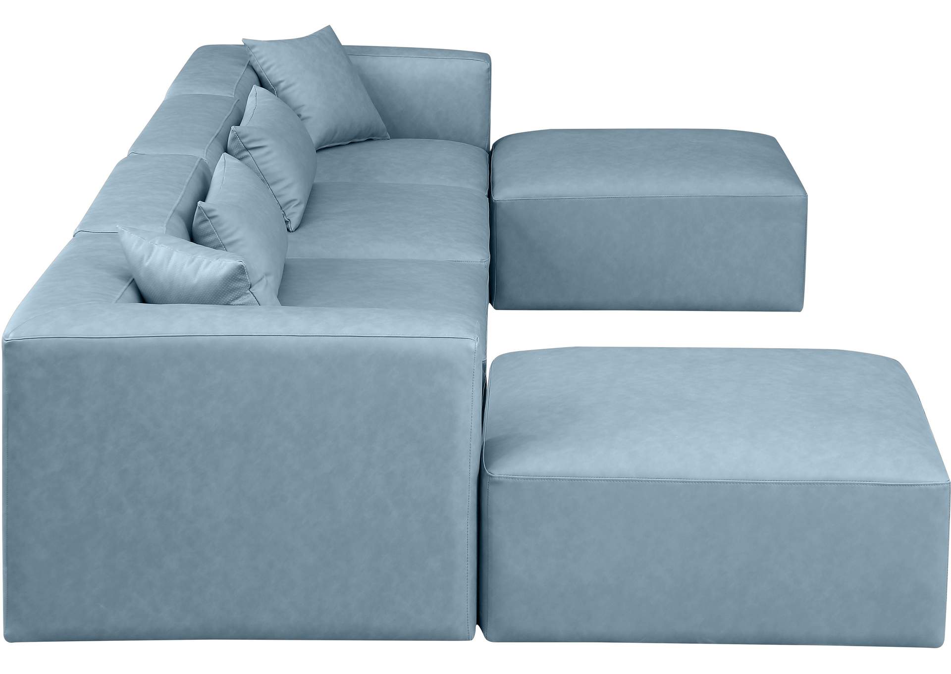 Cube Light Blue Vegan Leather Modular Sectional image 6