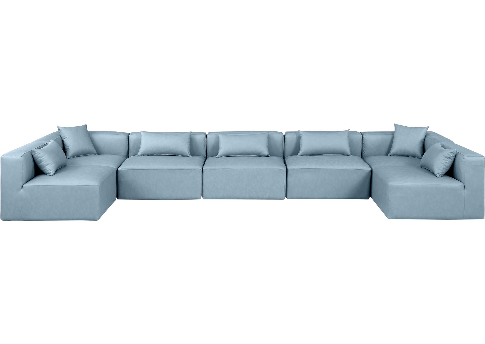 Cube Light Blue Vegan Leather Modular Sectional
