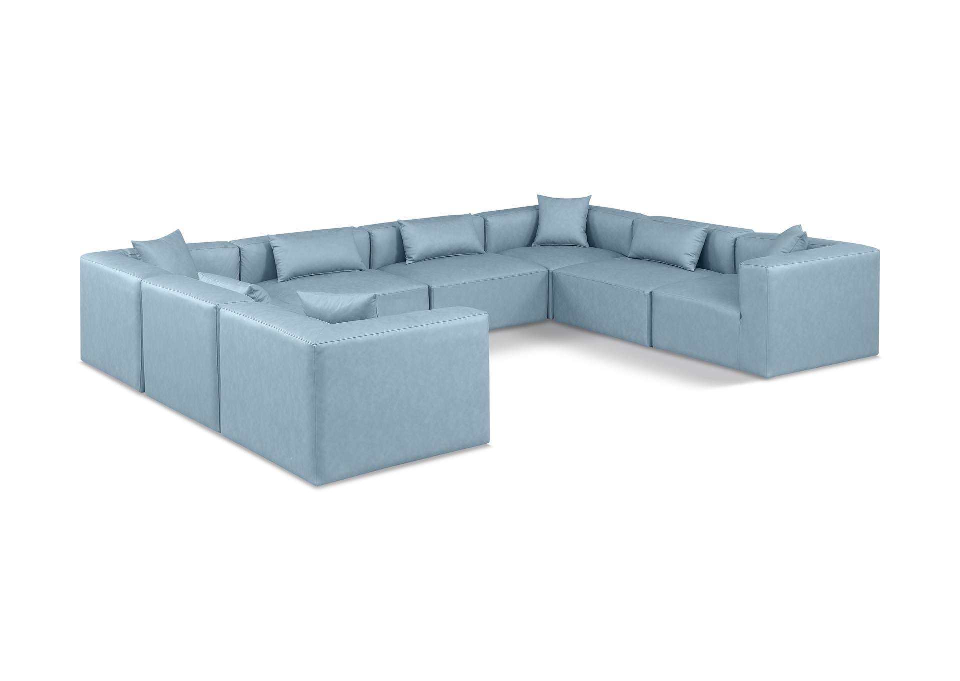 Cube Light Blue Vegan Leather Modular Sectional image 1