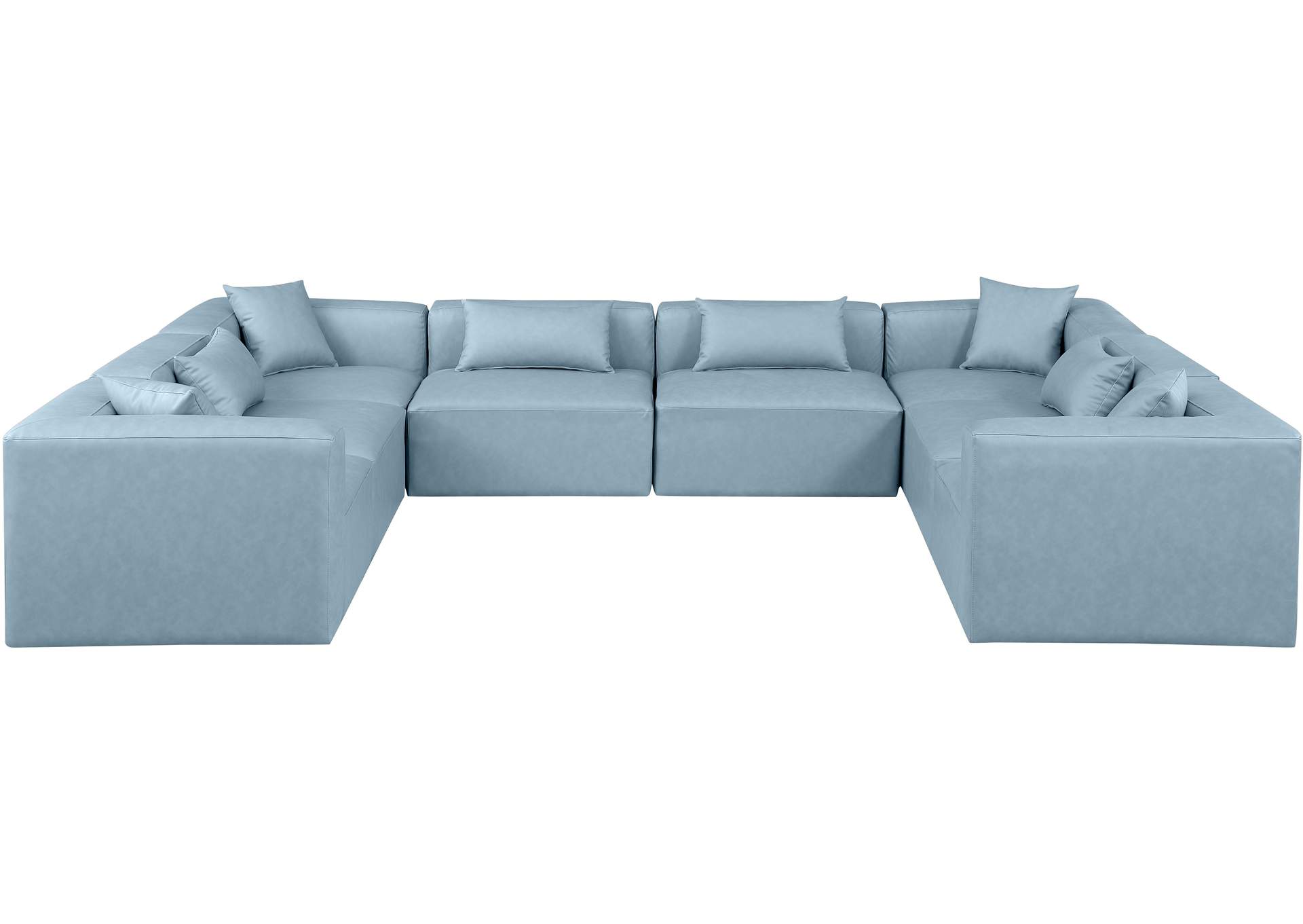 Cube Light Blue Vegan Leather Modular Sectional image 5