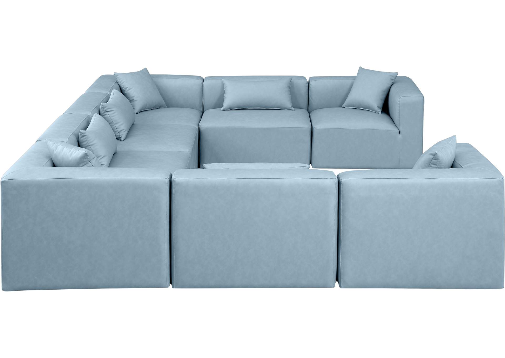 Cube Light Blue Vegan Leather Modular Sectional image 6