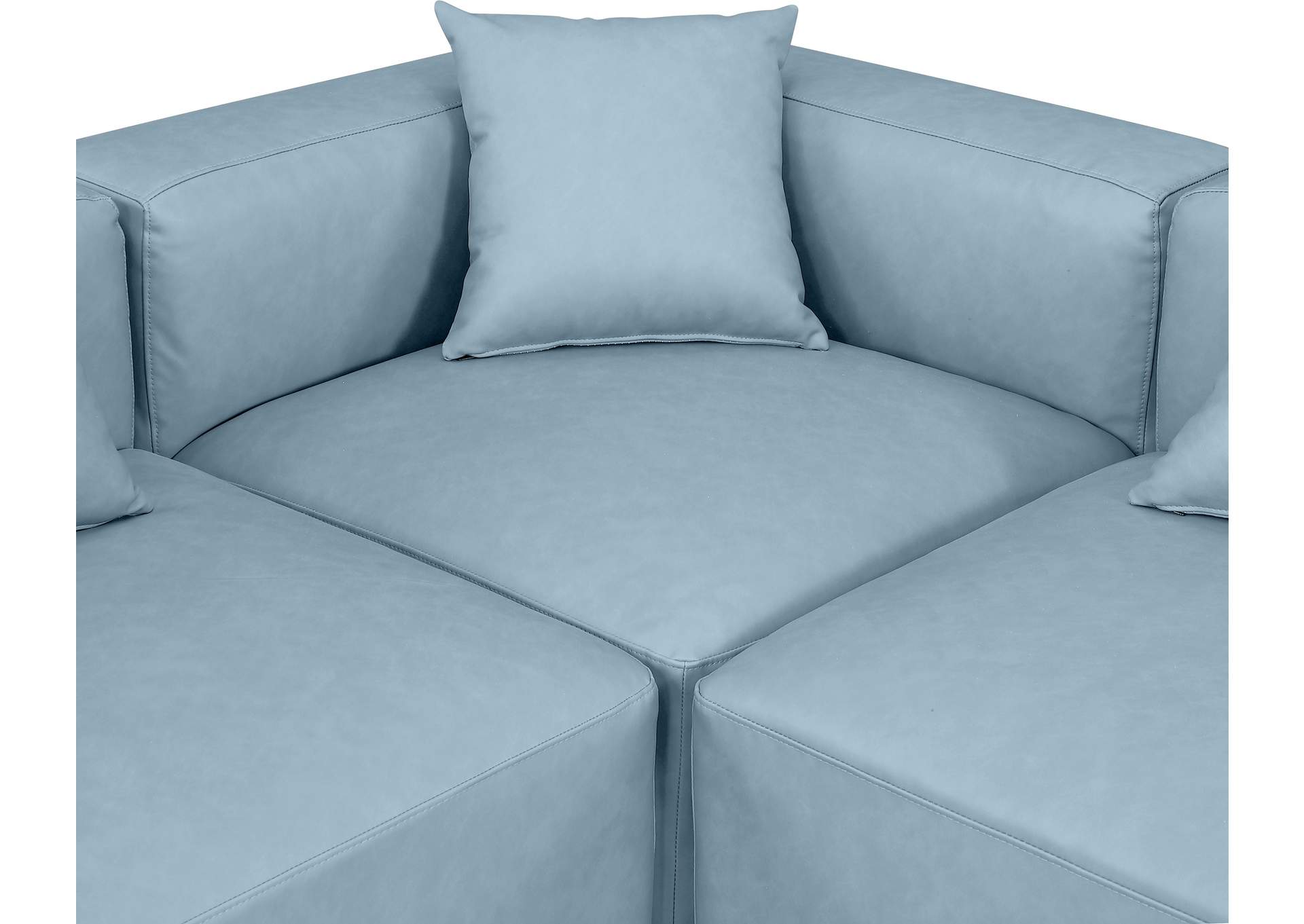 Cube Light Blue Vegan Leather Modular Sectional image 8